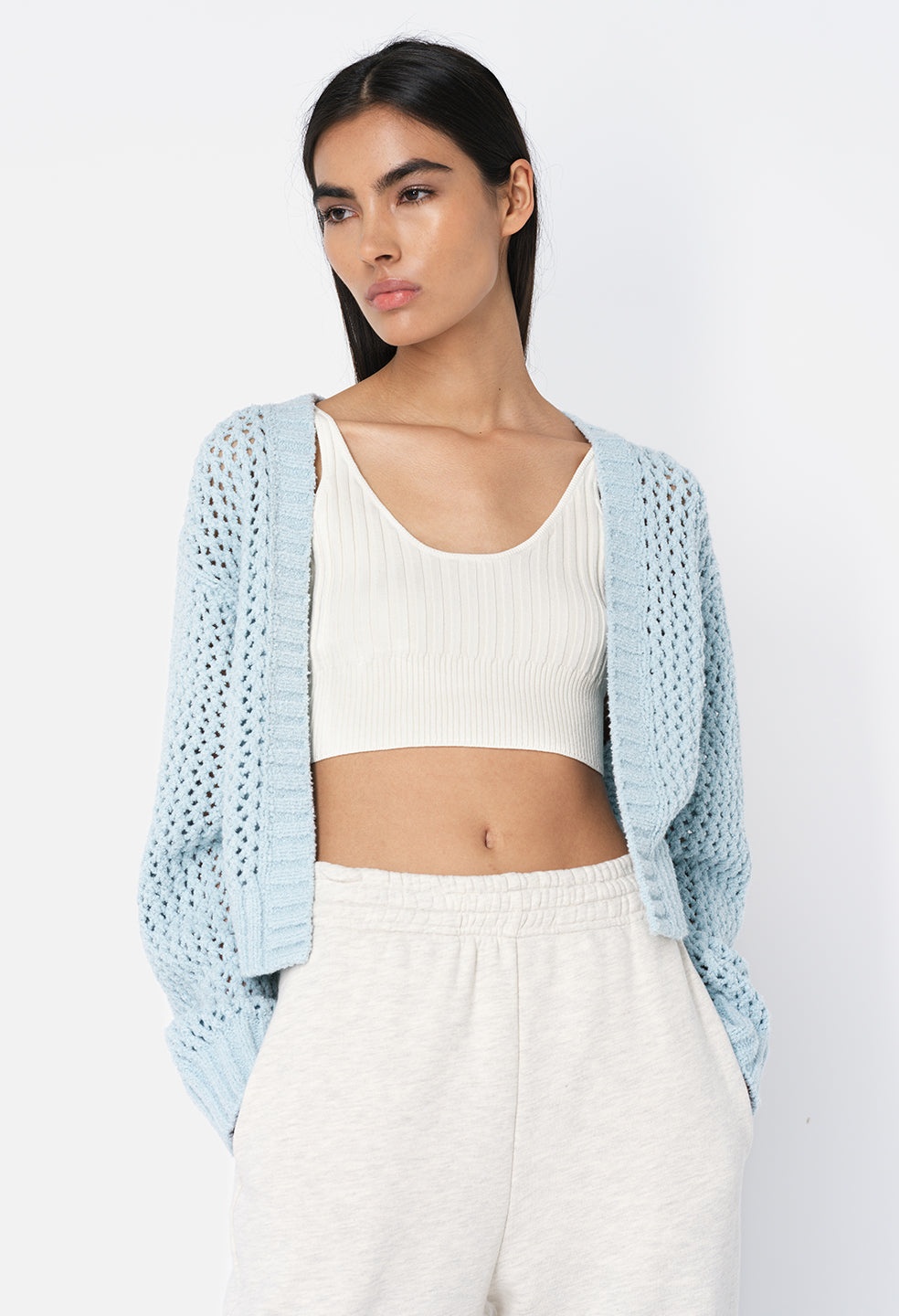 FOAM BOUCLE CROPPED CARDIGAN - 1