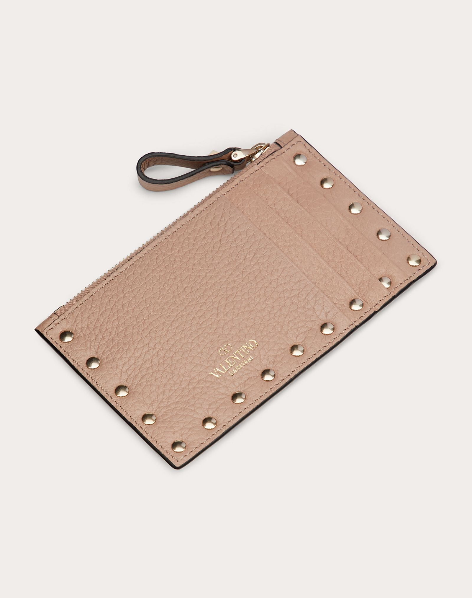 ROCKSTUD GRAINY CALFSKIN CARDHOLDER WITH ZIPPER - 3