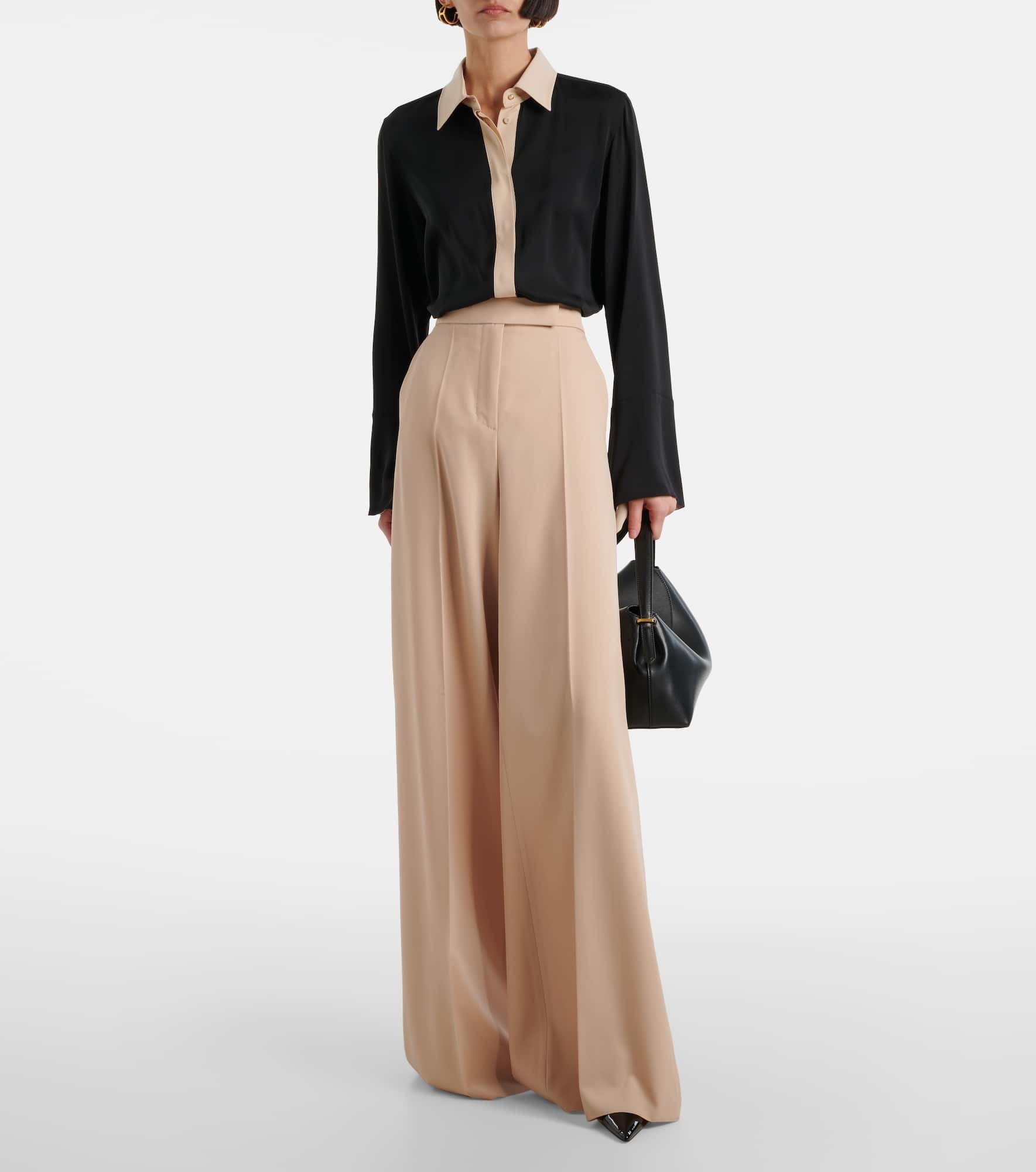 Pio high-rise silk charmeuse wide-leg pants - 2