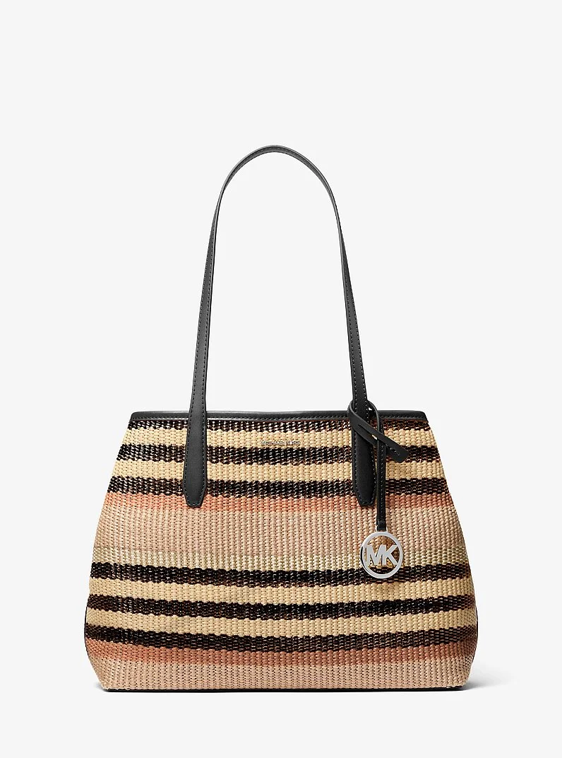 Avalon Medium Striped Woven Tote Bag - 1