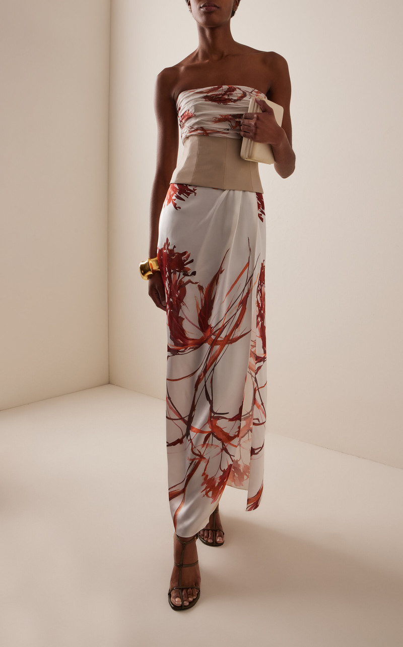 SEV Voile-Detailed Wool Corset Top print outlook