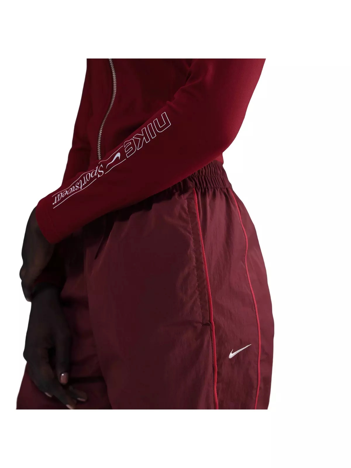 Women's Windrunner High-Waisted Woven Open-Hem Pants - Red - 3
