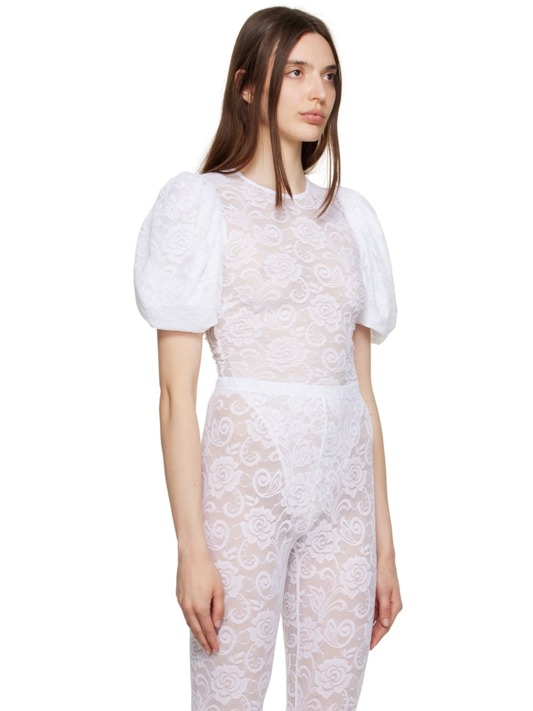 White Puff Sleeve Bodysuit - 2