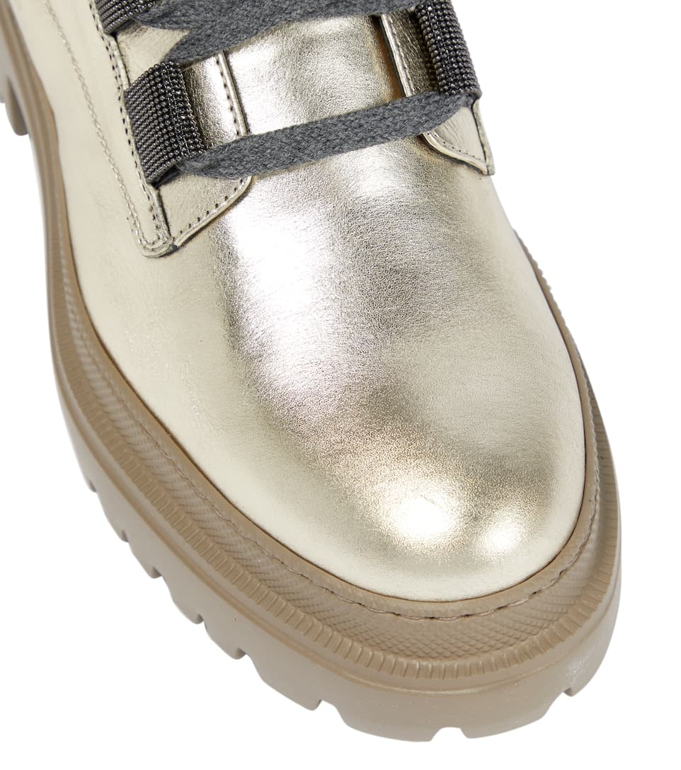 Metallic leather lace-up boots - 6