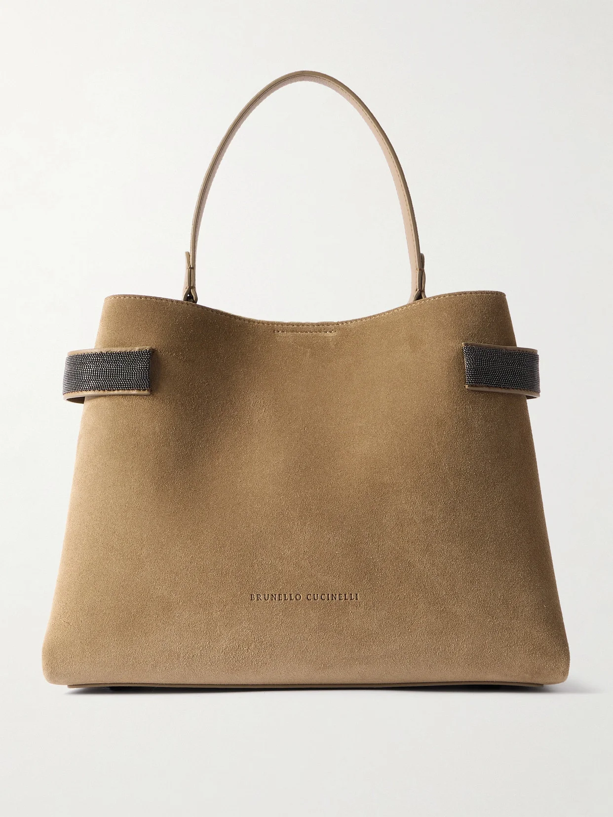 Bead-embellished Suede Shoulder Bag - 1