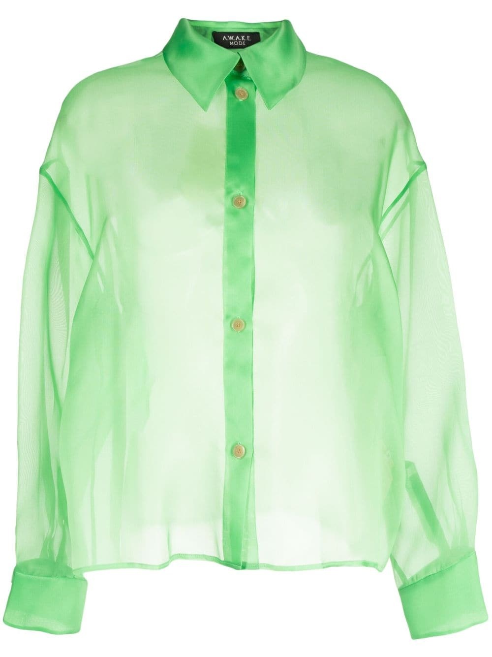 semi-sheer silk-organza shirt - 1