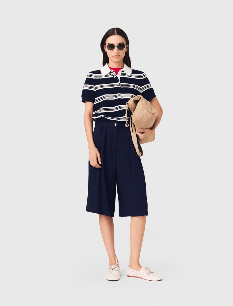maje Striped polo with rhinestone collar outlook
