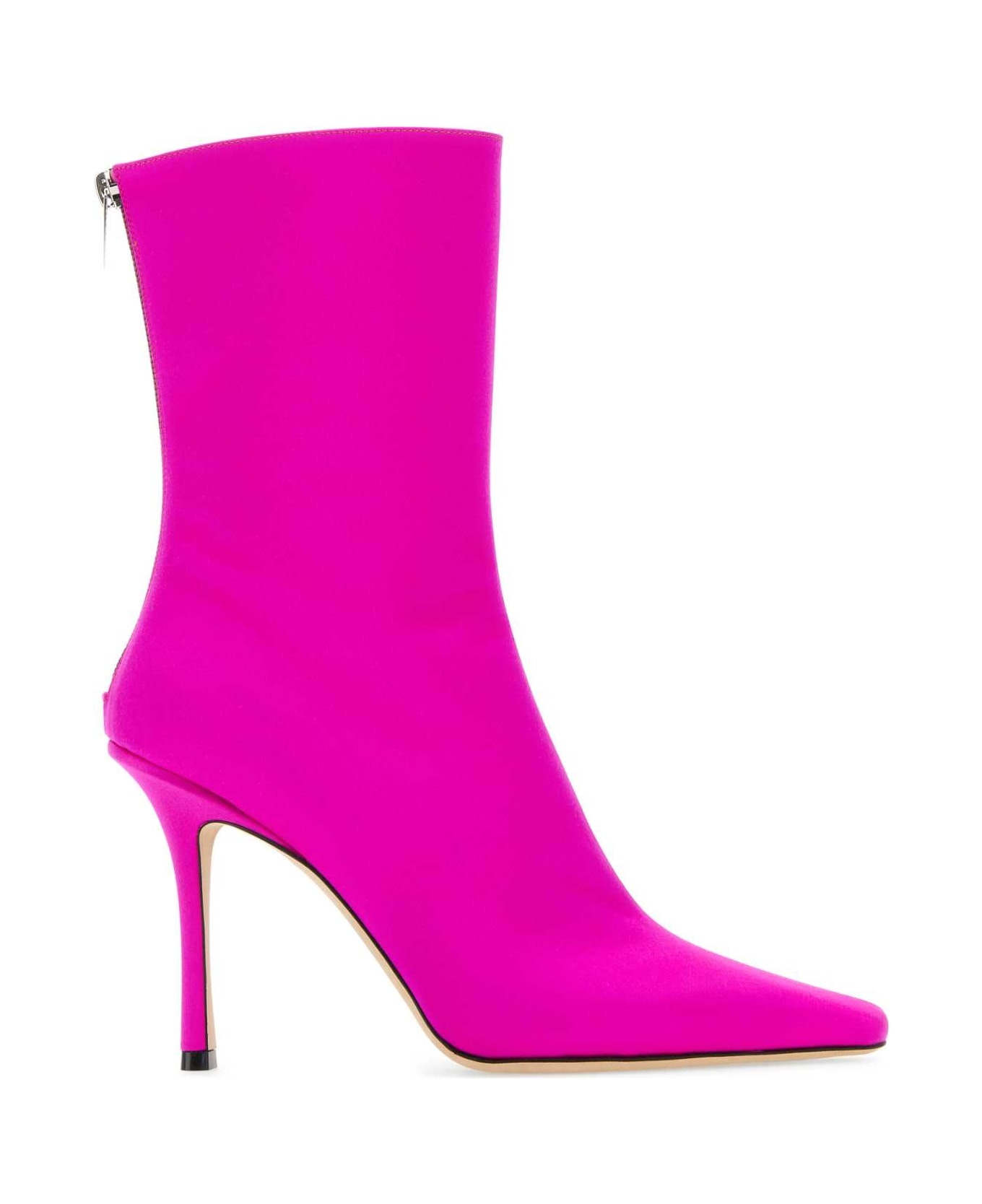 Fuchsia Satin Ankle Boots - 1