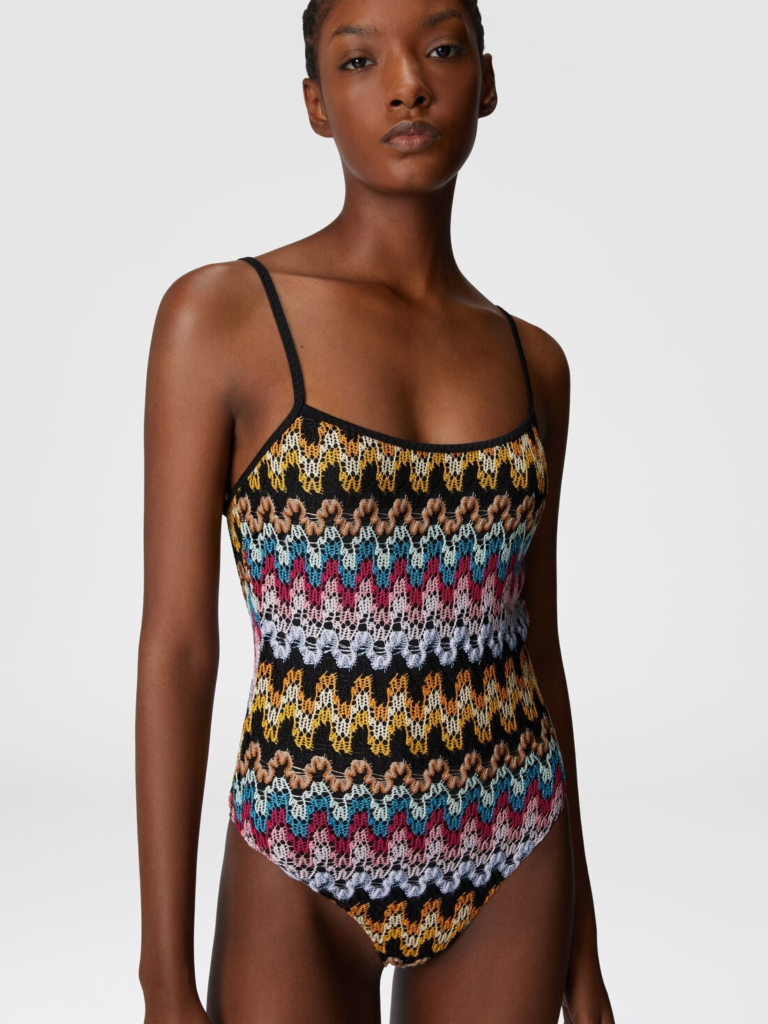 One-piece swimsuit in lamé viscose lace - 5
