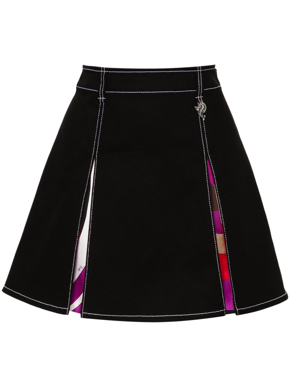 box-pleated twill miniskirt - 1