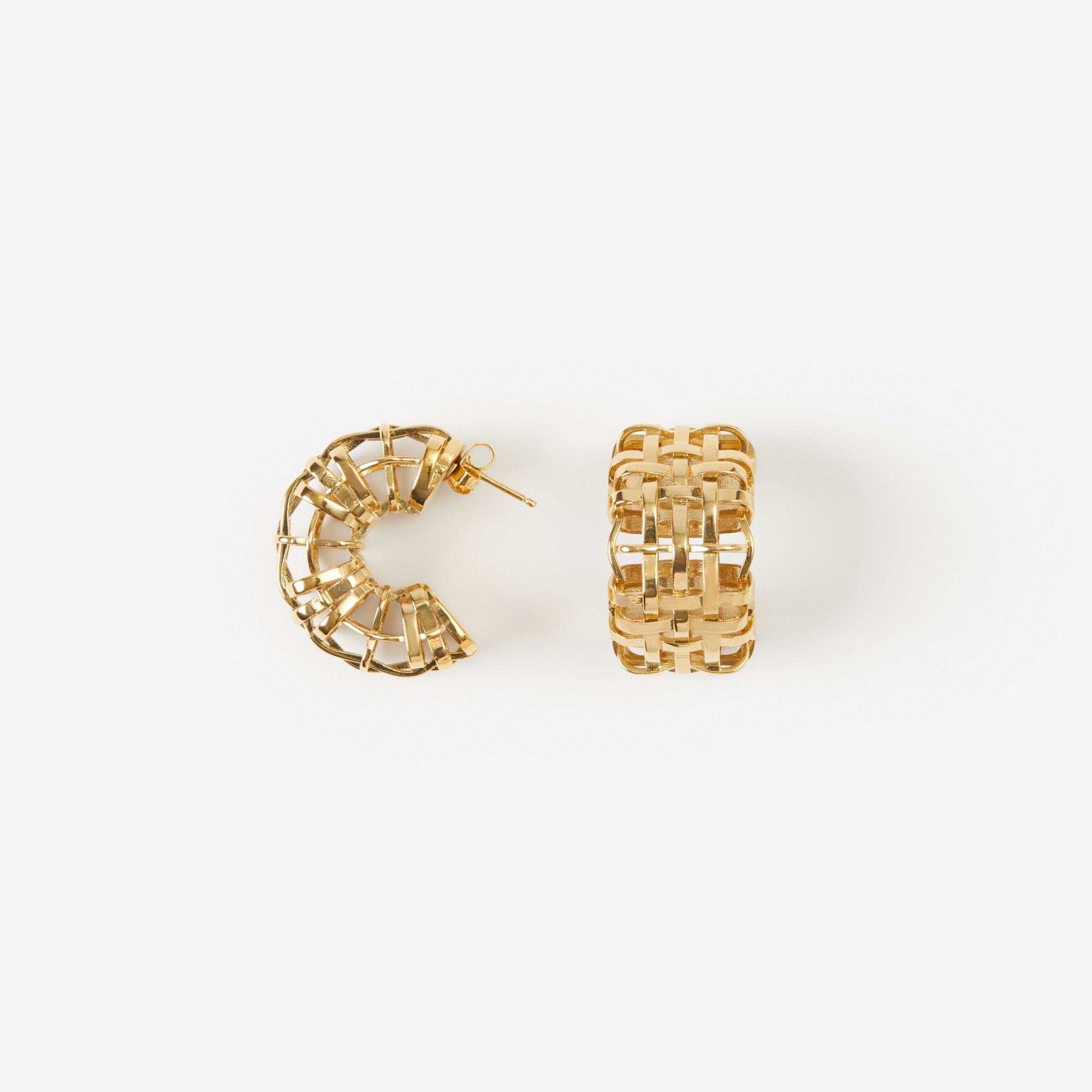 Gold-plated Check Hoop Earrings - 1