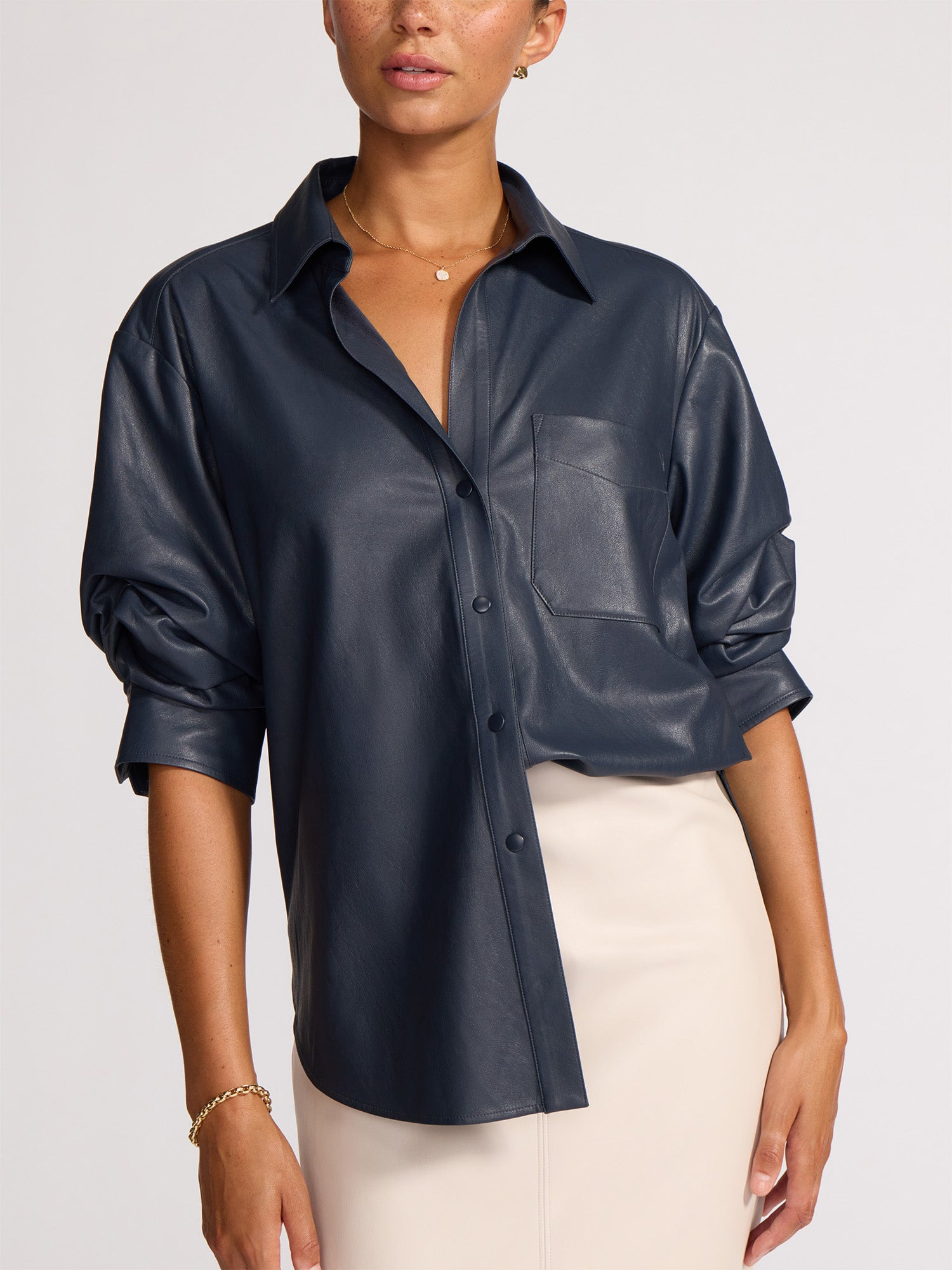 The Pia Vegan Leather Shirt - 3