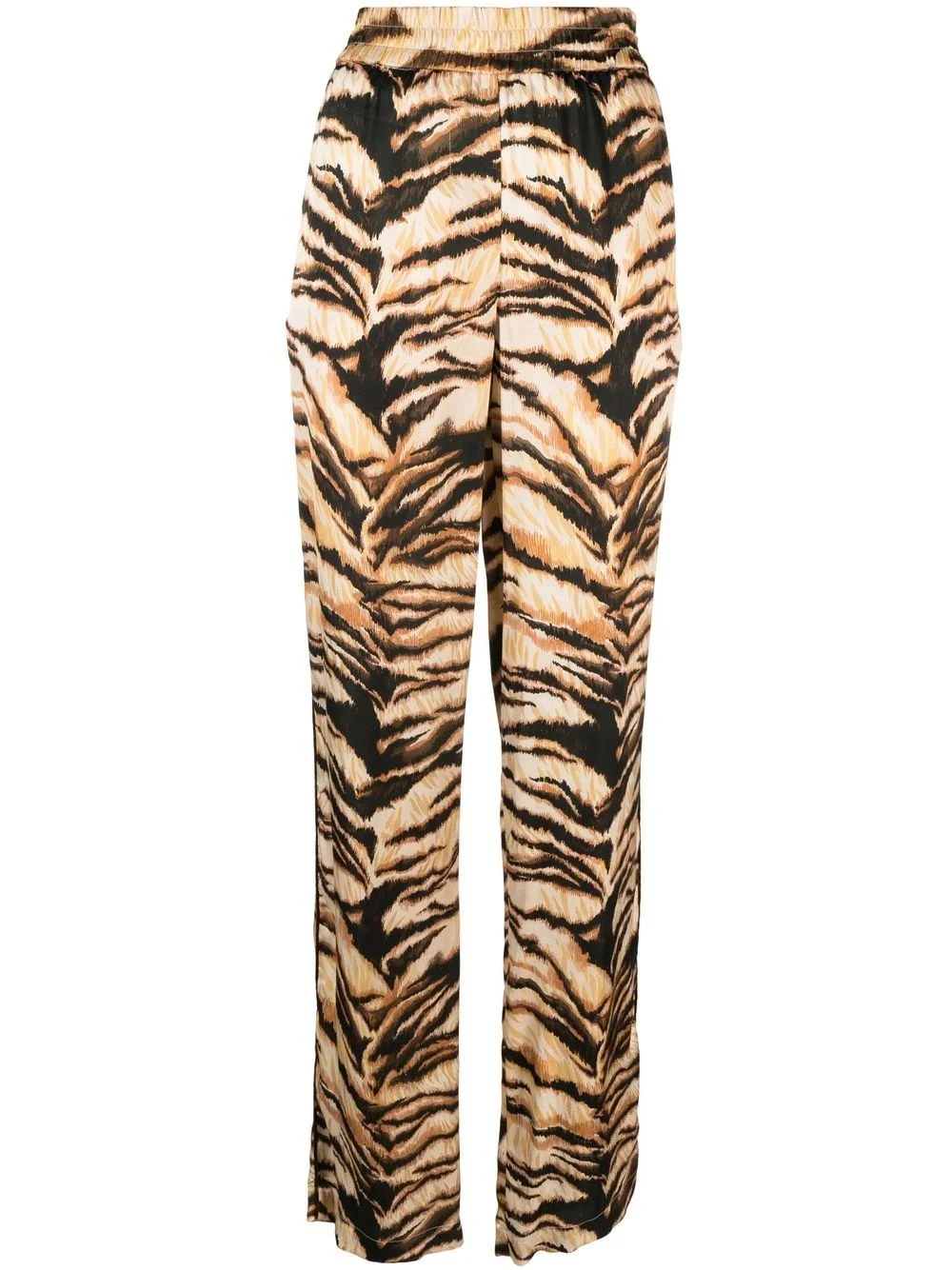 high-waisted tiger-print trousers - 1