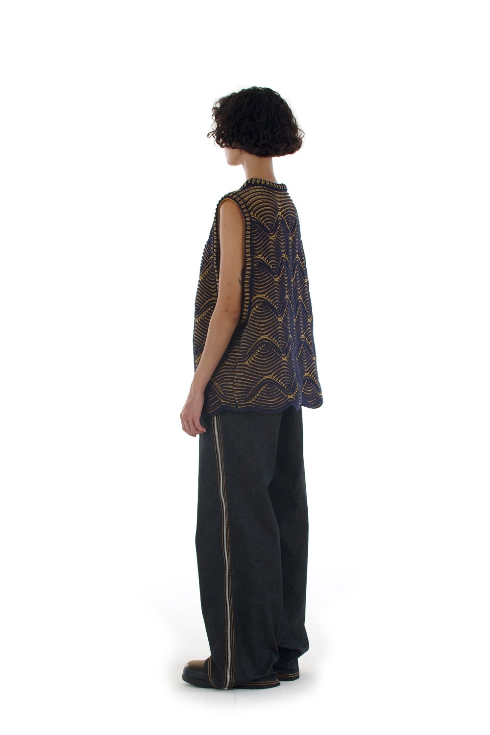 CINIGLIA TANK TOP / mustard & navy - 2