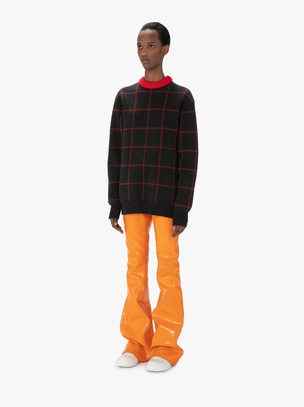 grid-print merino jumper - 4