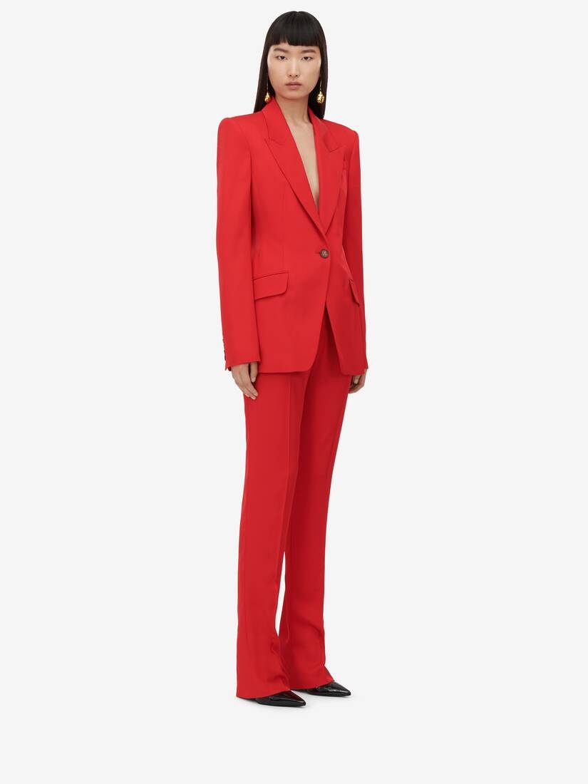 Women's Single-breasted Jacket in Lust Red - 4
