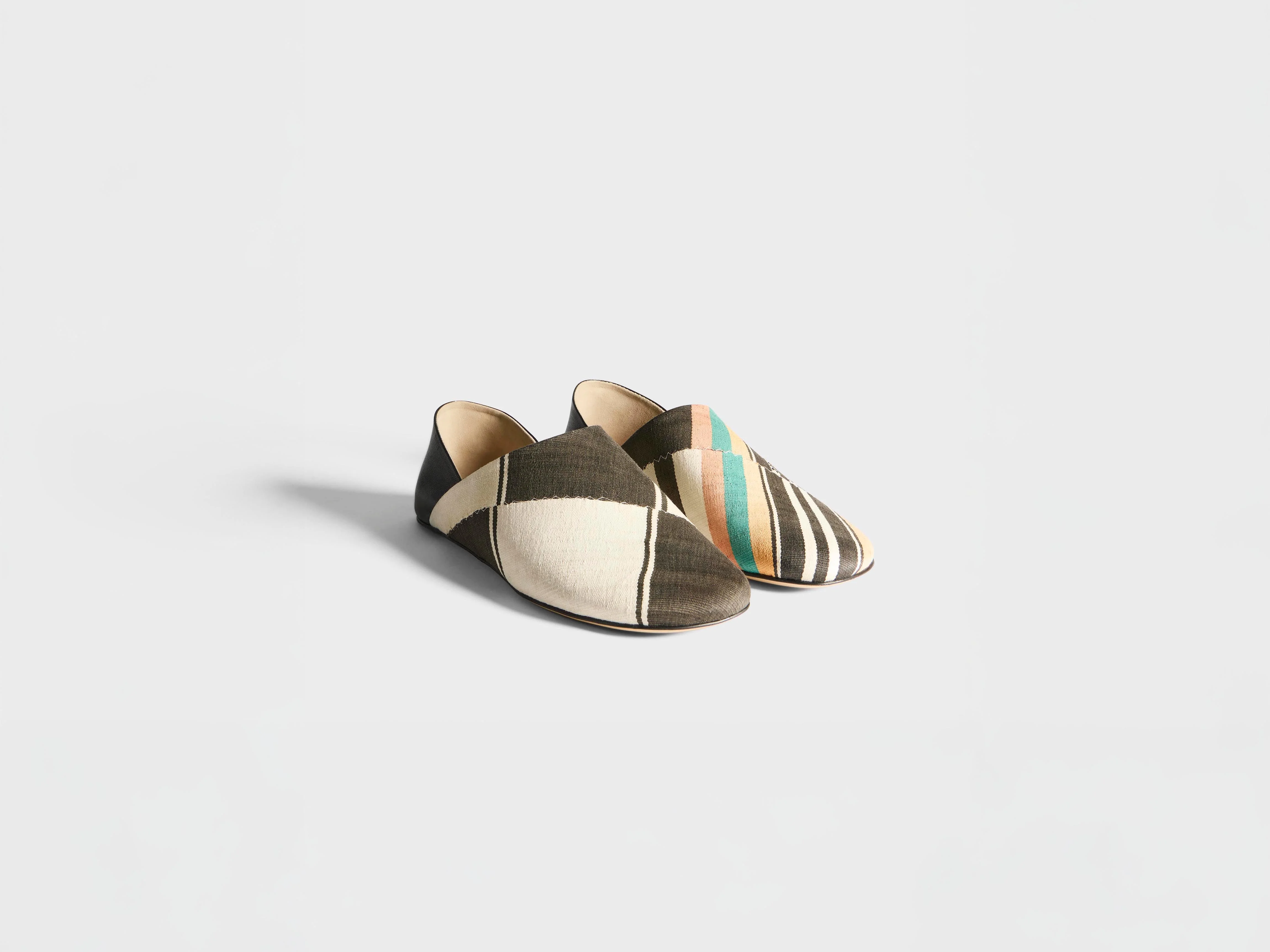 MENS LEATHER SLIPPER MULES IN BLACK & MULTI - 1