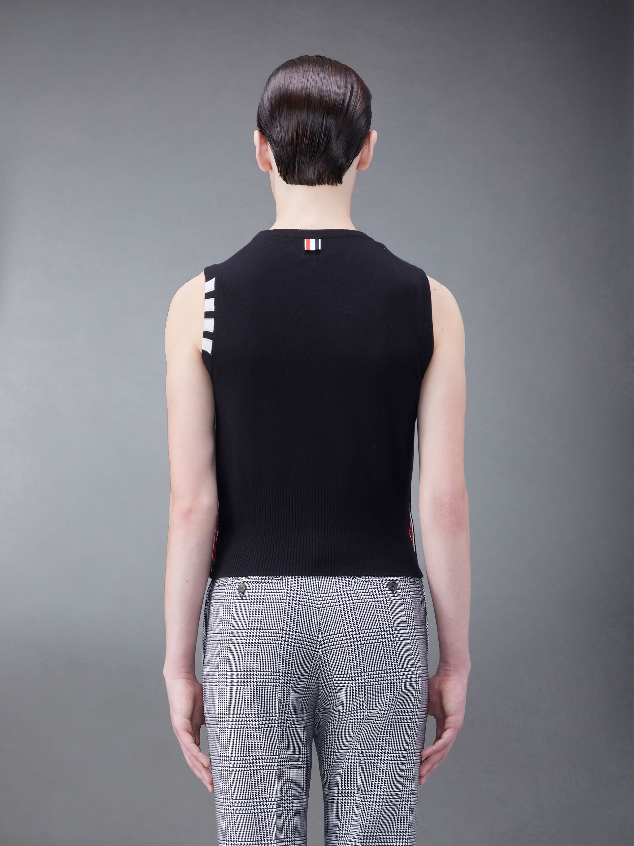 Cashmere 4-Bar Short Crew Neck Shell Top - 2
