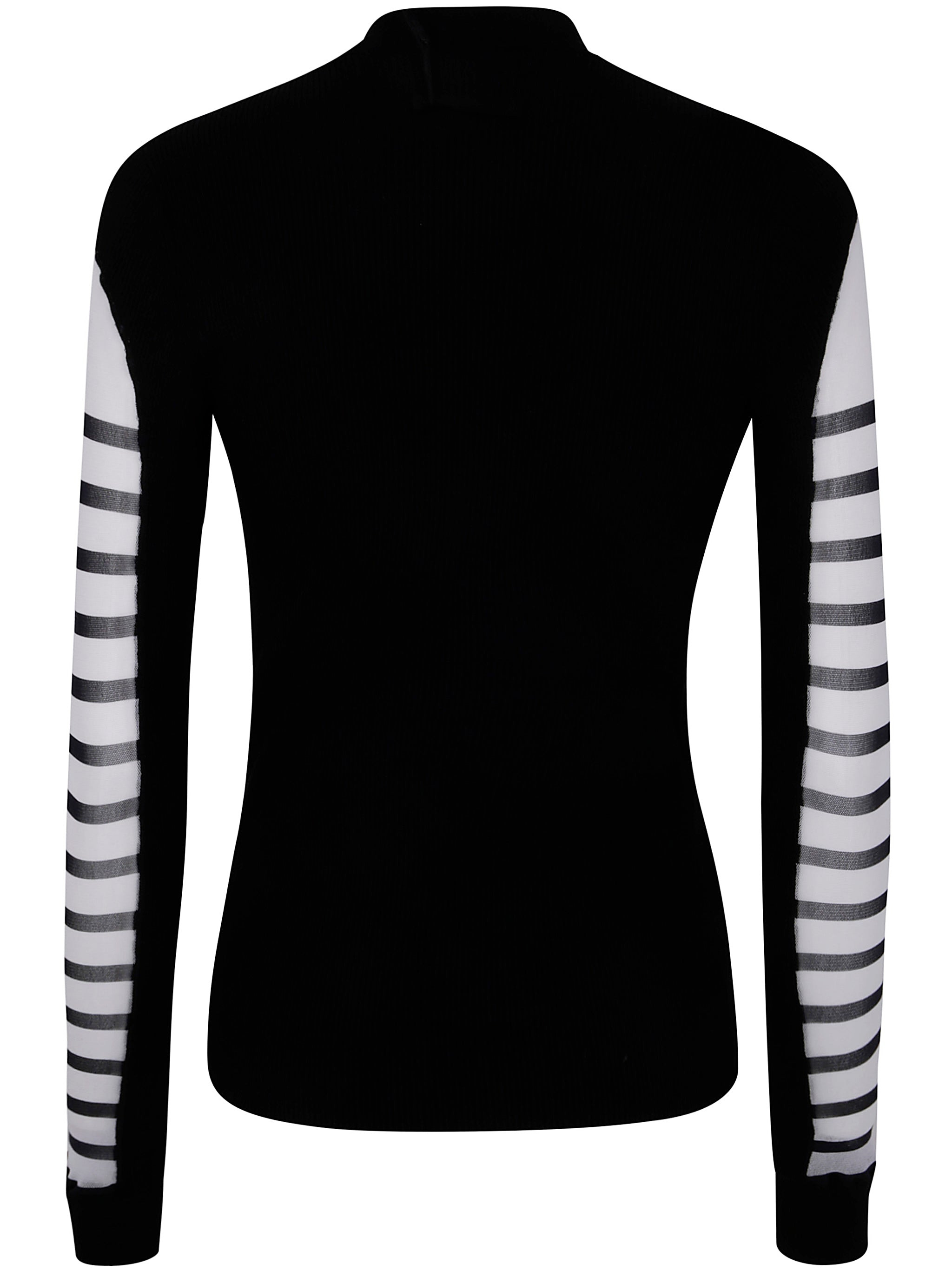 Jean Paul Gaultier Women Mix Mesh And Knit Long Sleeves Pullover Printed "Mariniere" - 5