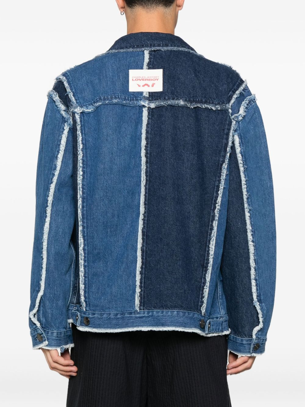 frayed patchwork denim jacket - 4