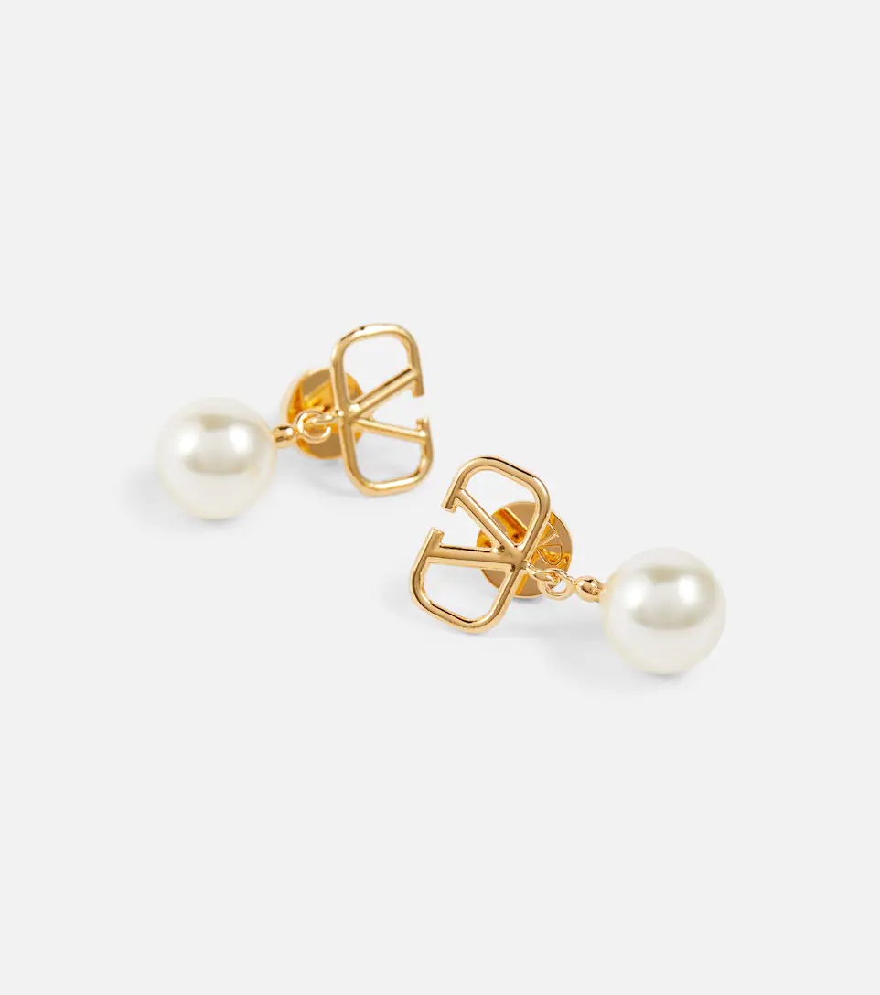 VLogo faux pearl earrings - 4