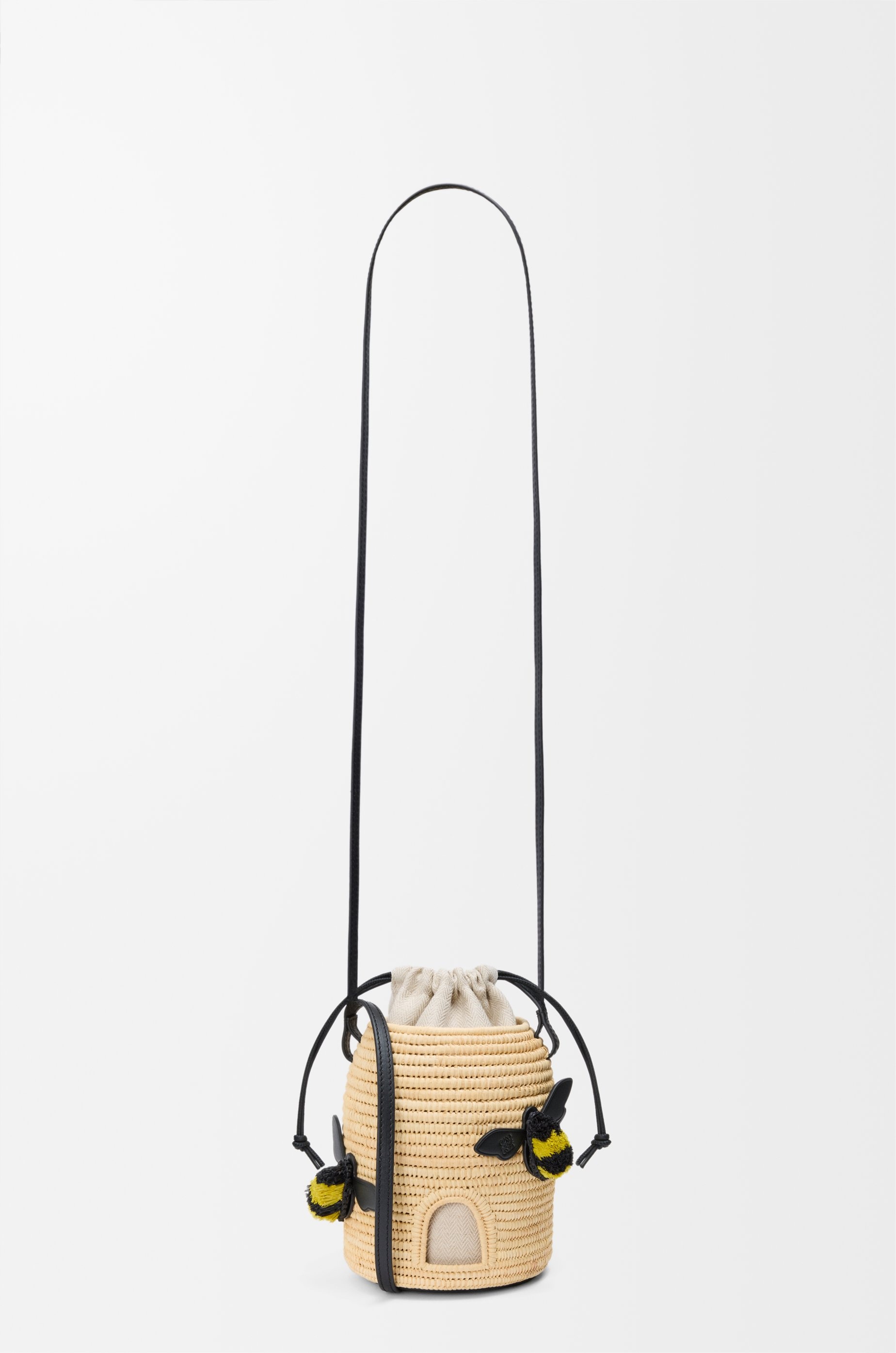 Beehive basket in raffia and calfskin - 6