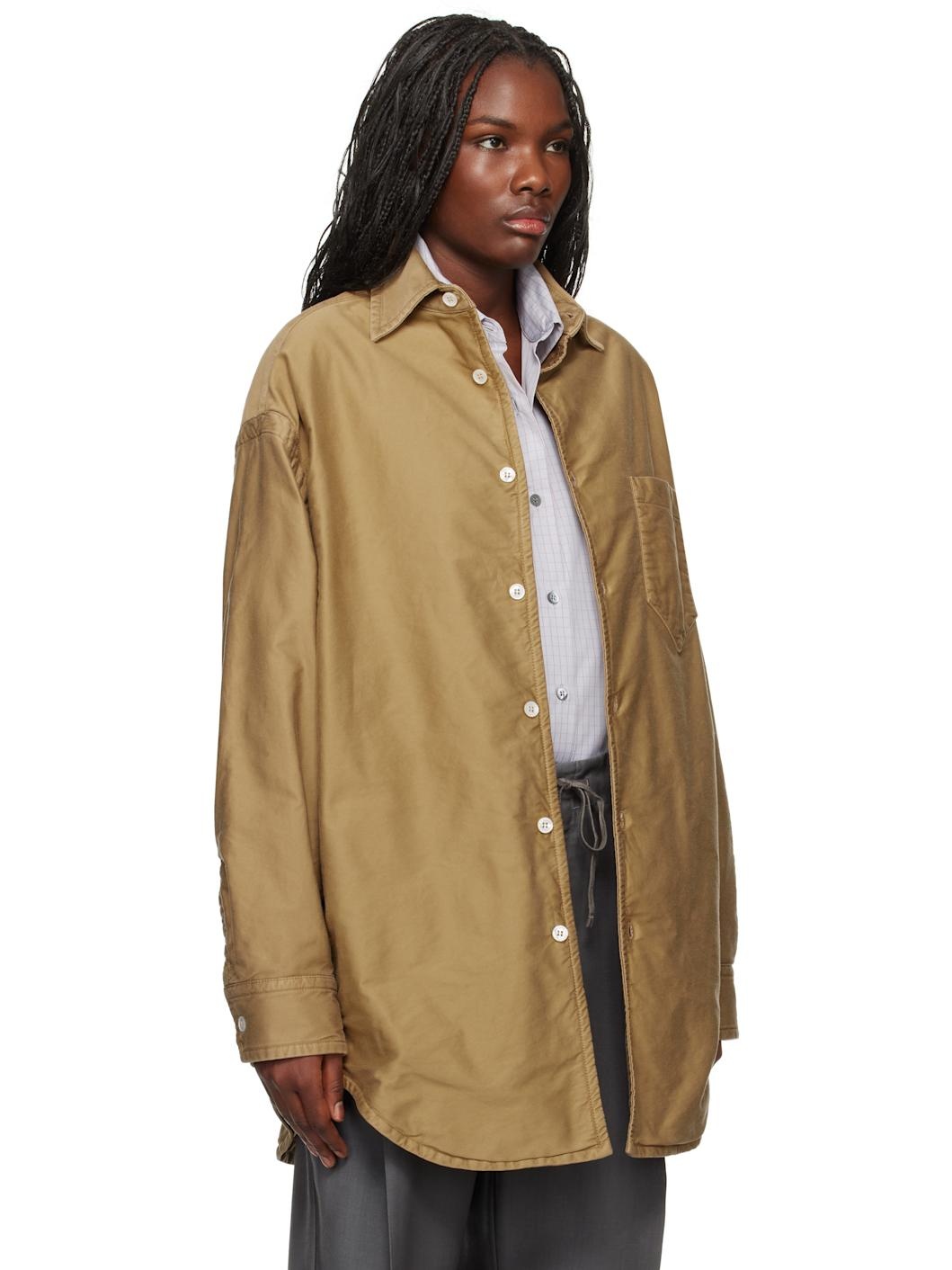 Brown Padded Satin Cotton Shirt - 2