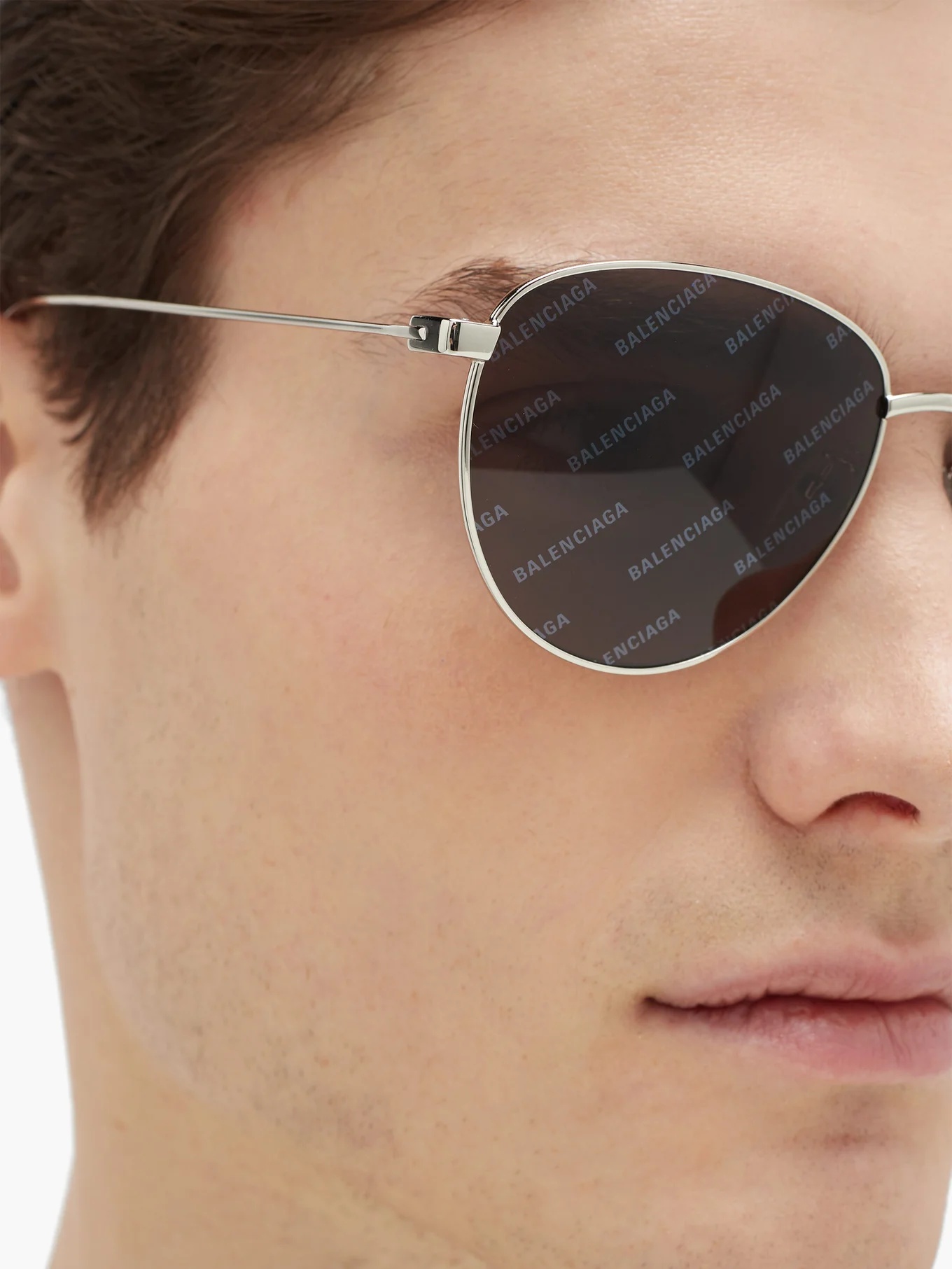 Logo-print round metal sunglasses - 3