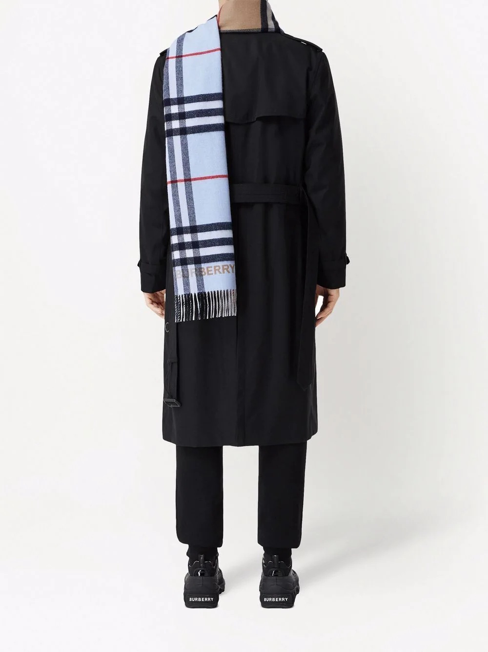 contrast check-pattern cashmere scarf - 2