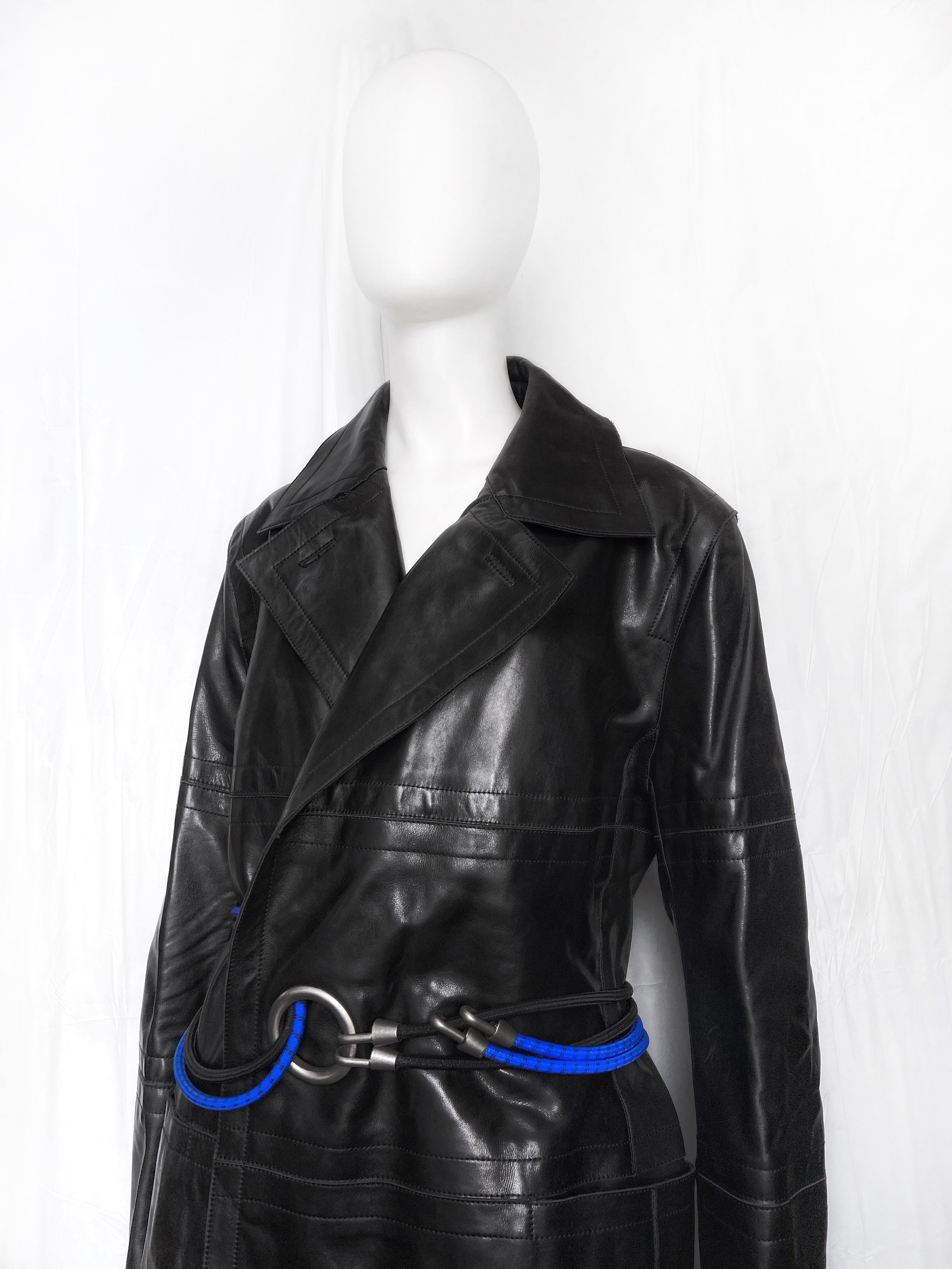 zOthers - Dirk Bikkembergs Fall 1996  Bungee Cord Cock Ring Bondage Lambskin Leather Coat Jacket 46 - 2