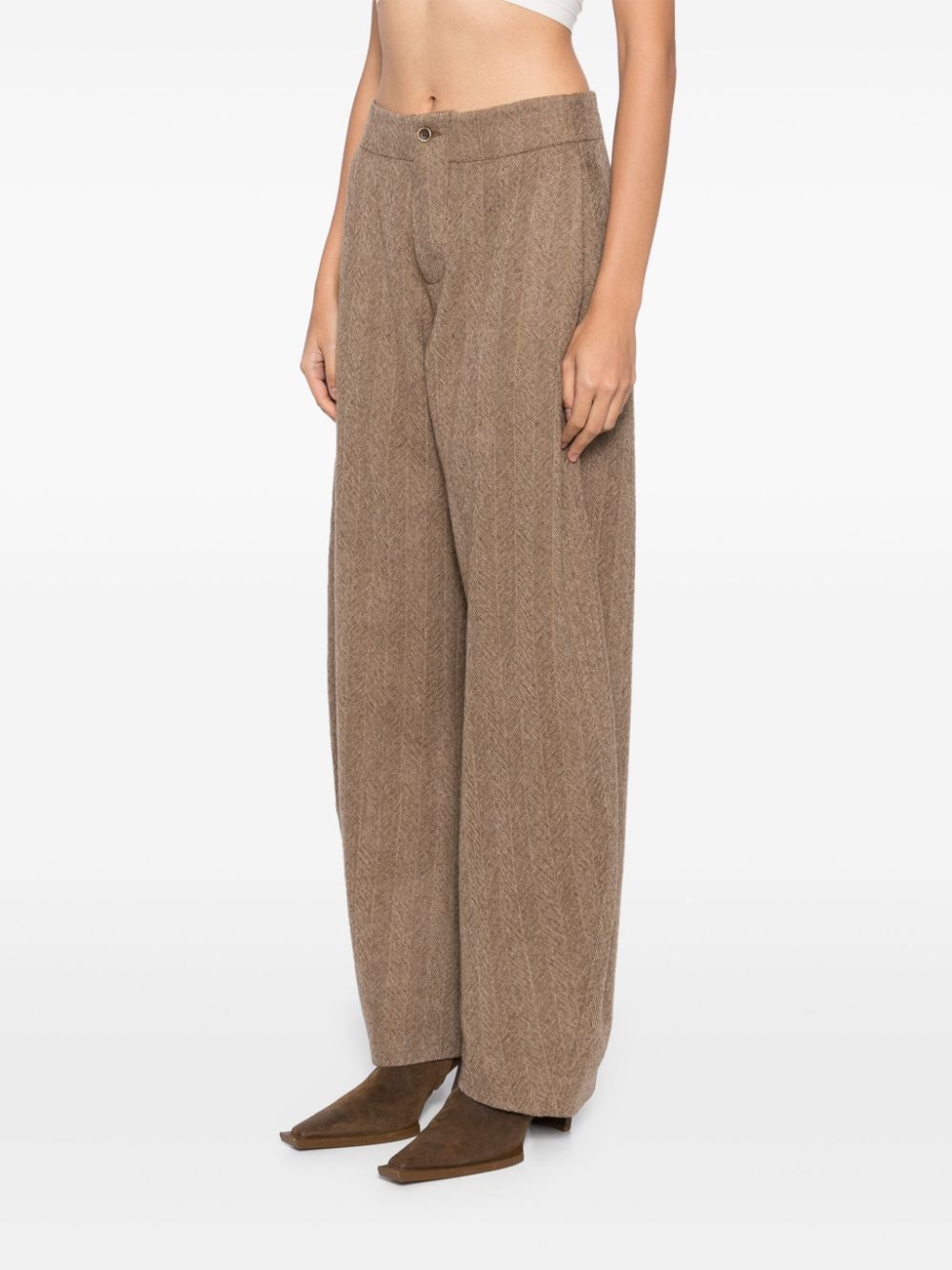 herringbone palazzo pants - 3