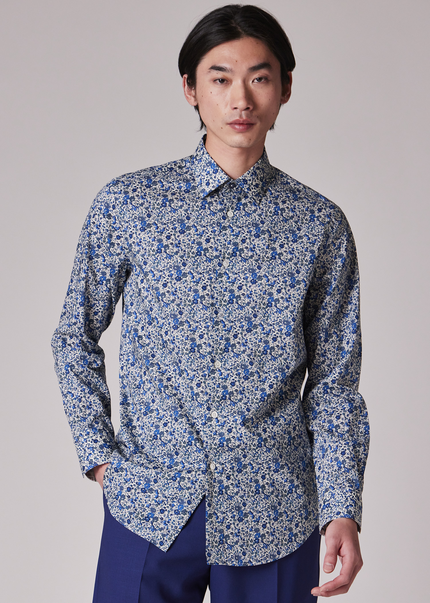 Tailored-Fit Blue 'Liberty Floral' Shirt - 5