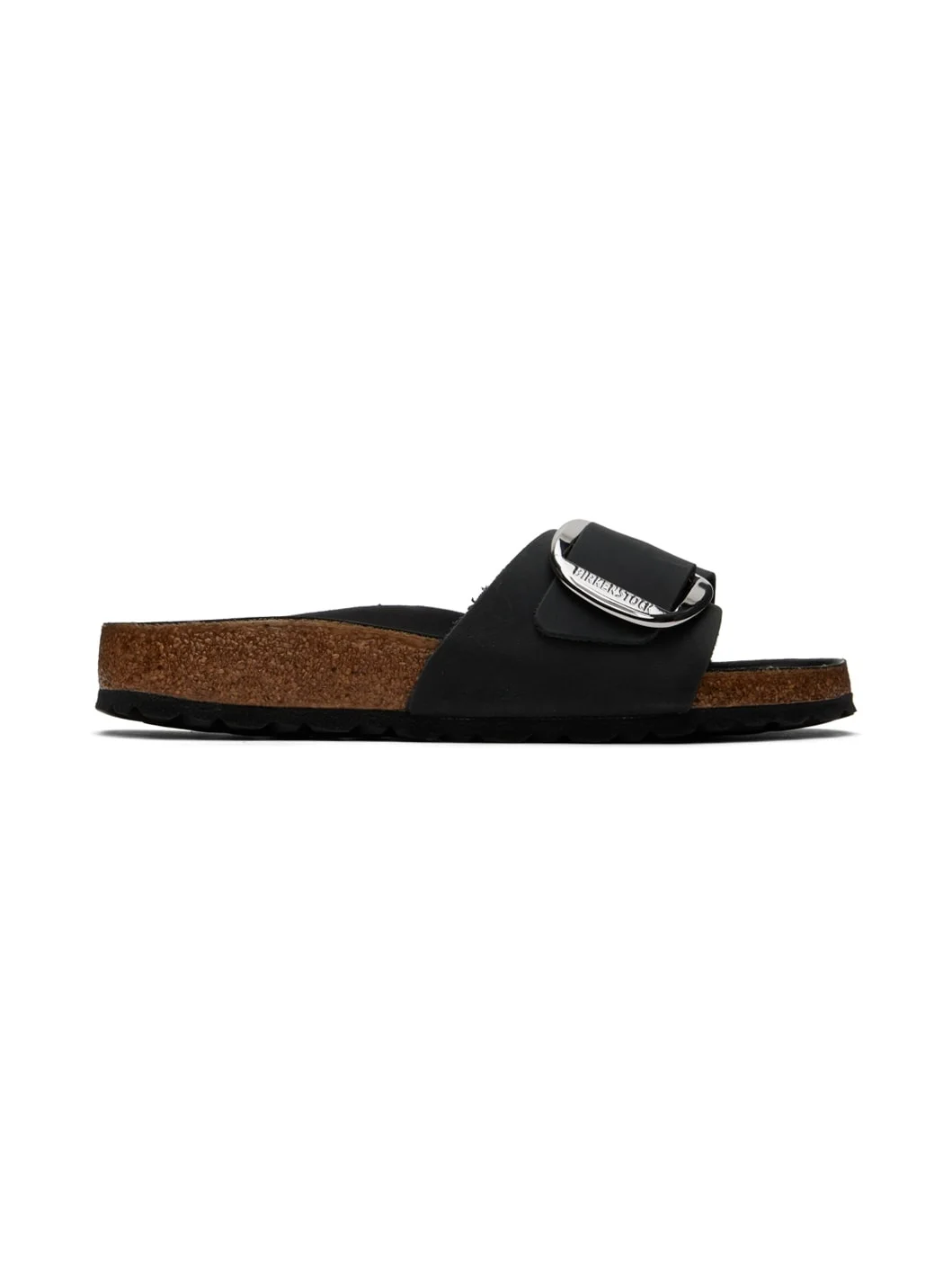 Black Narrow Madrid Big Buckle Sandals - 1