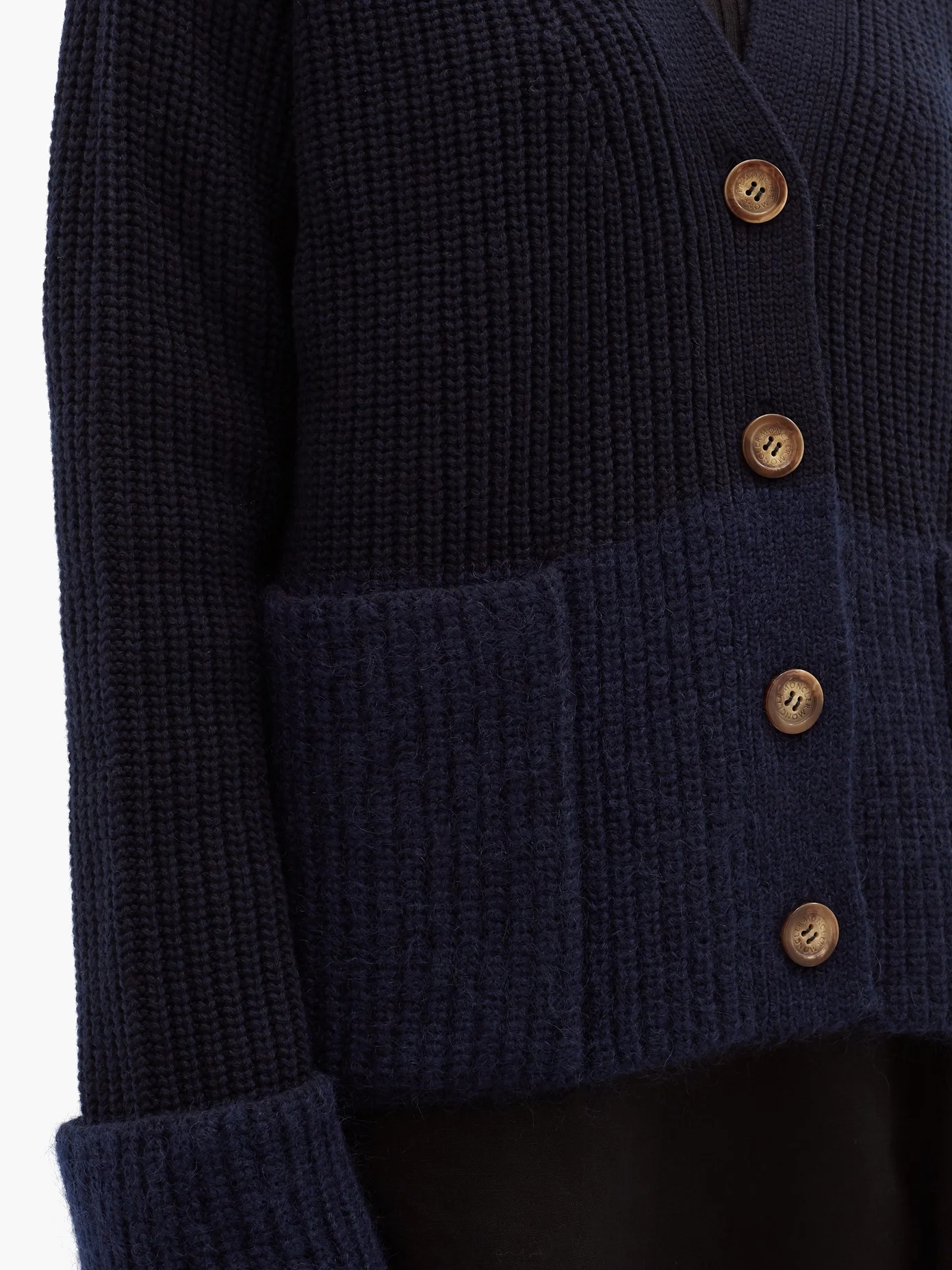 Two-tone ribbed wool-blend cardigan - 3