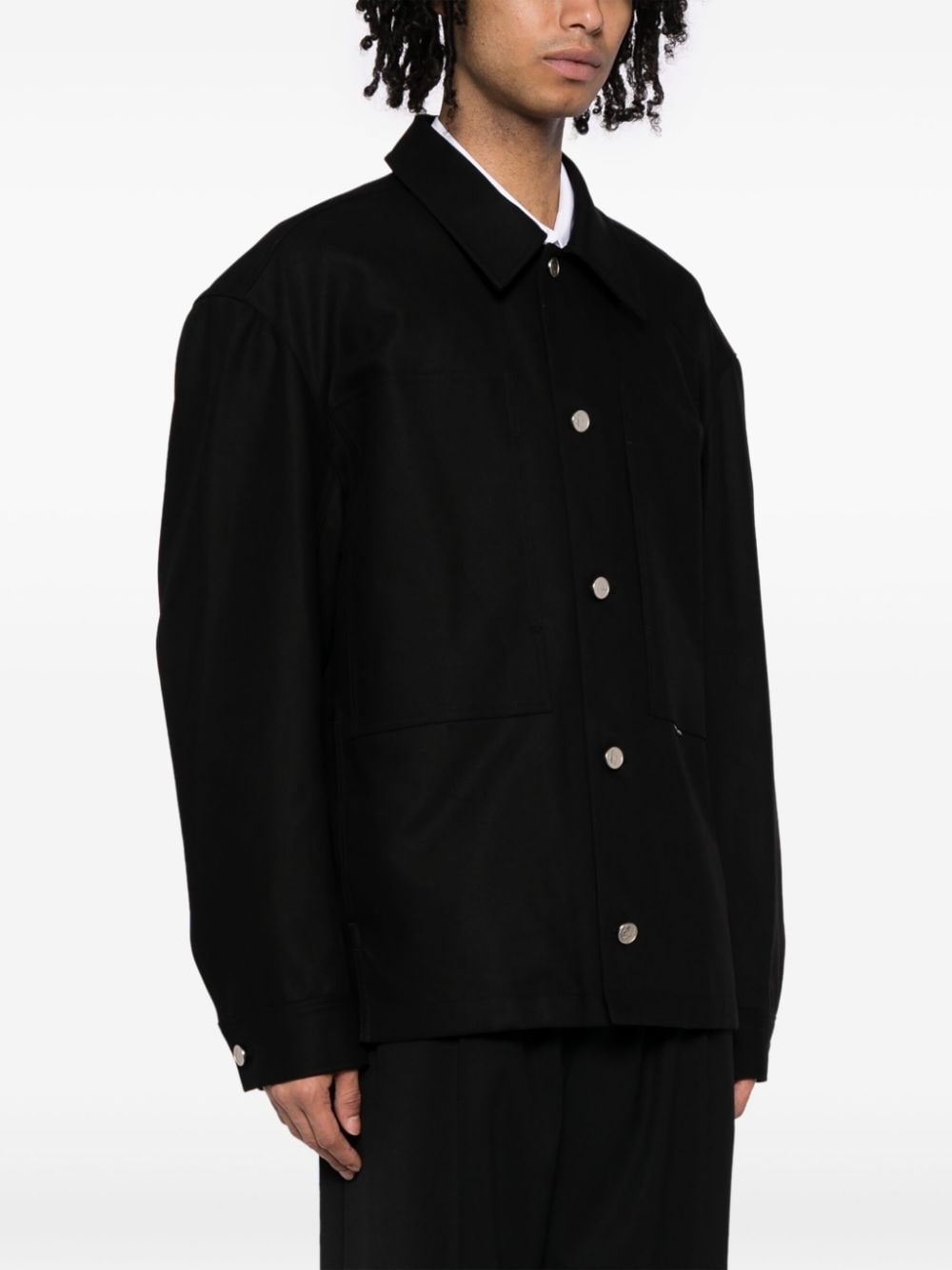 button-up cotton shirt jacket - 3