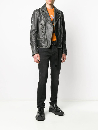 Off-White vintage-effect biker jacket outlook