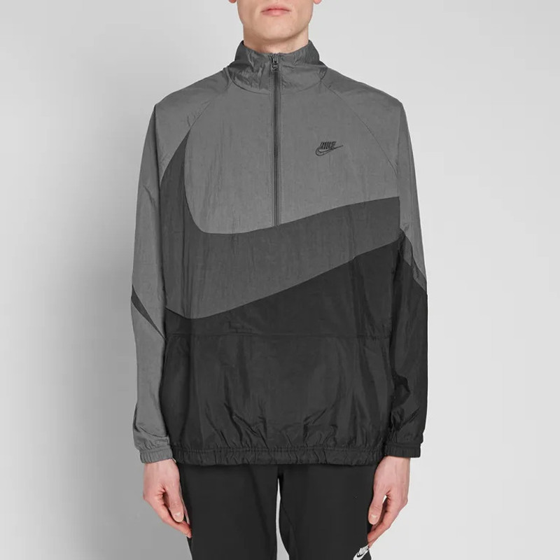 Nike Nike Swoosh Woven Half Zip Jacket 'Black Anthracite Dark Grey' AJ2696-011 outlook