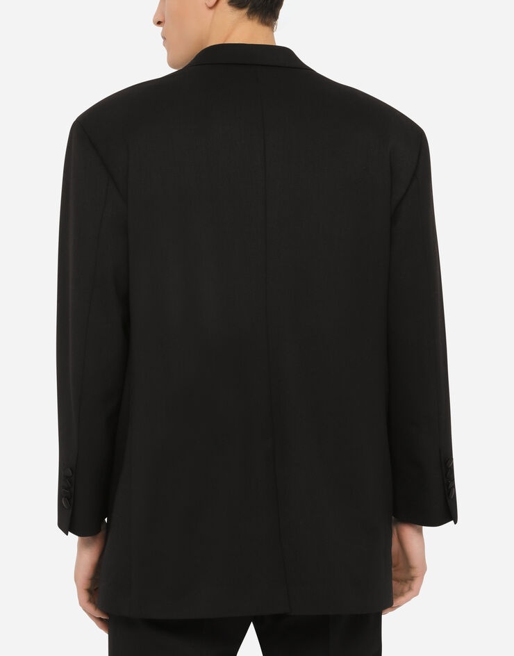 Oversize stretch wool tuxedo jacket - 5