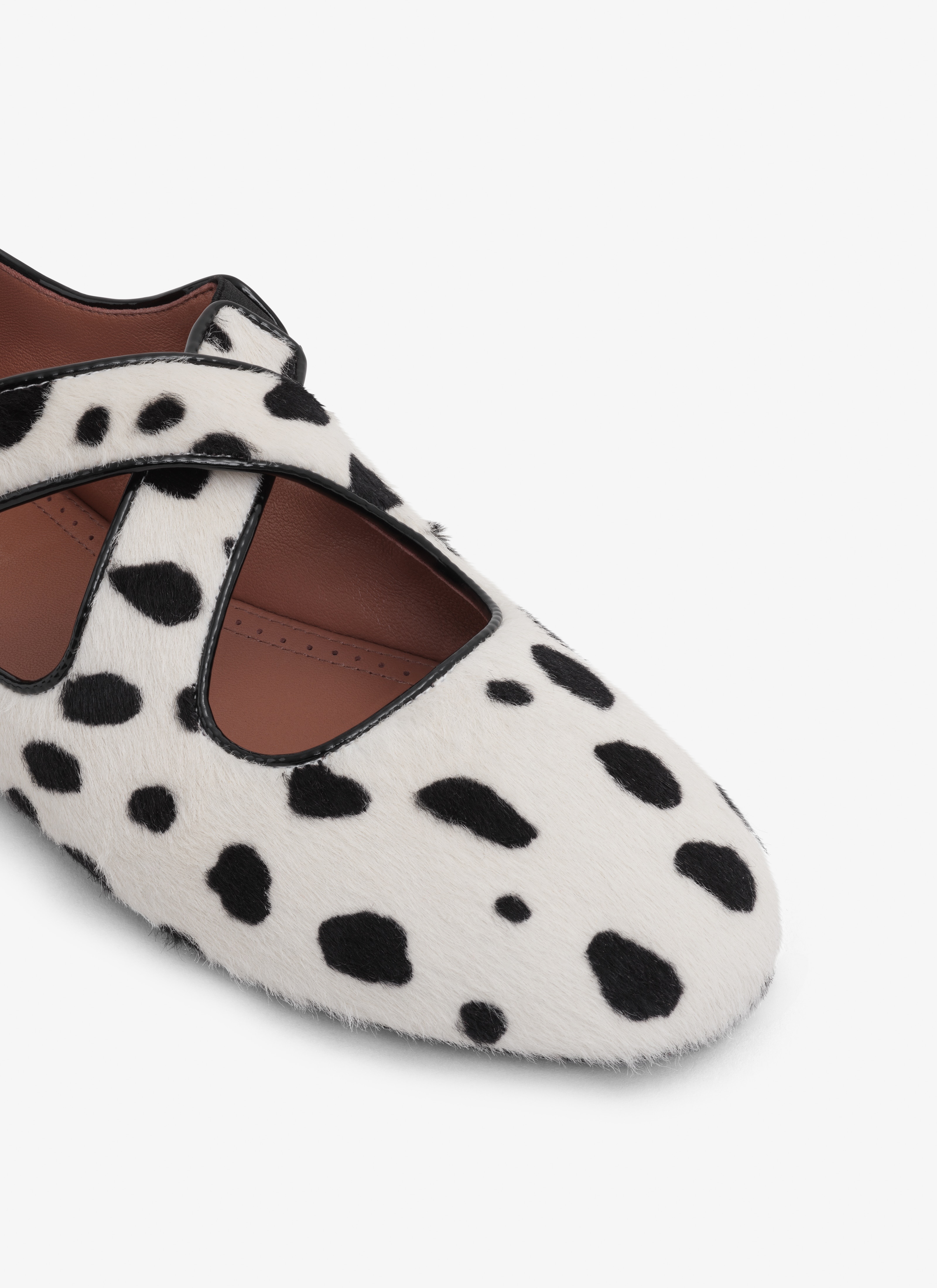 CRISS CROSS BALLET FLATS IN DOTS HAIRCALF - 4