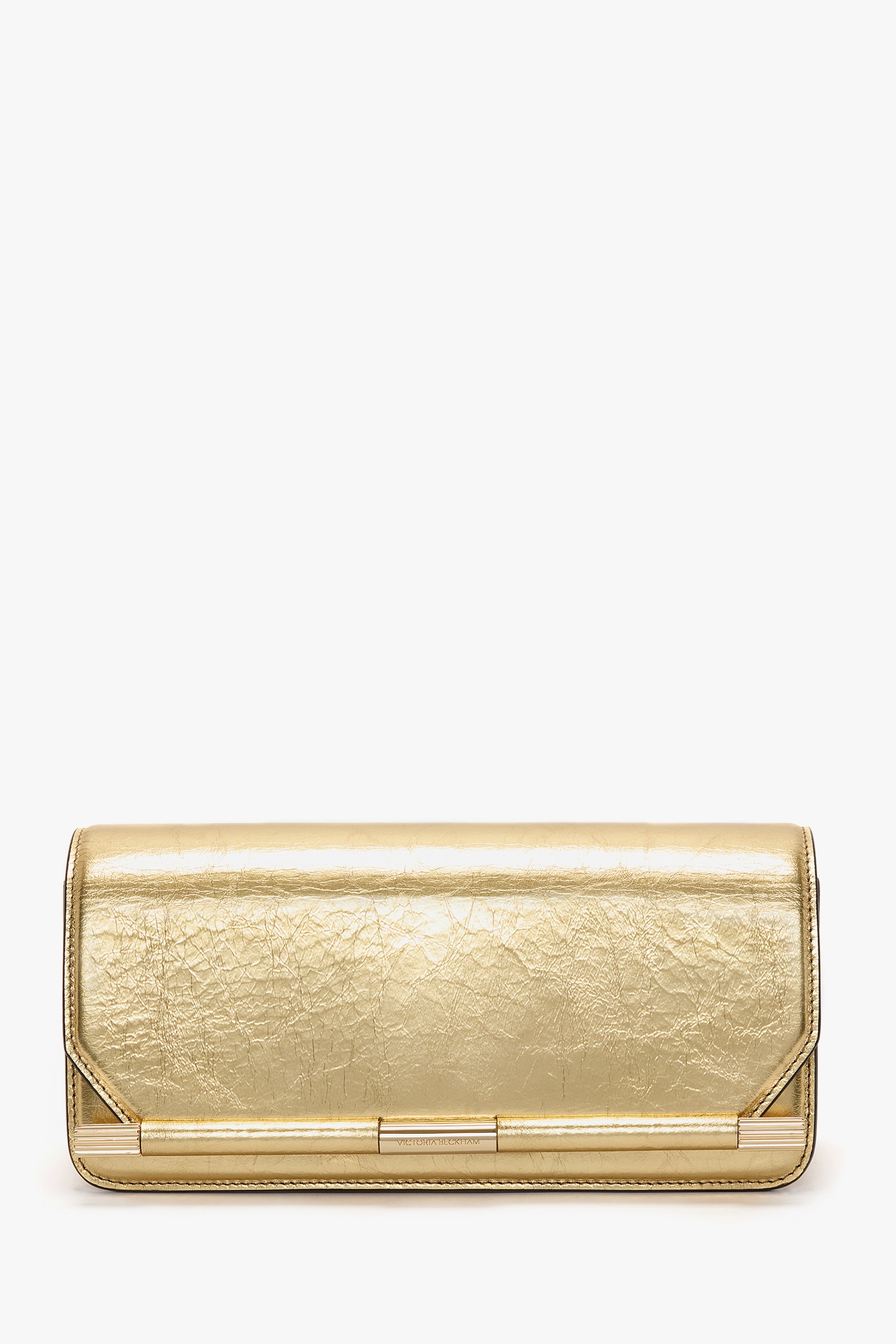 202 Clutch Bag In Gold Distressed Leather - 1