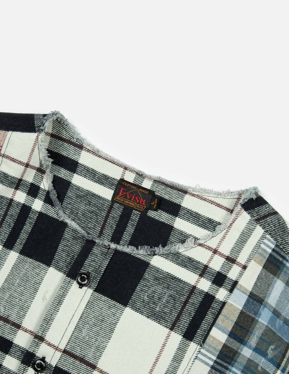 RAW EDGE PATCHWORK LOOSE FIT SHIRT - 4