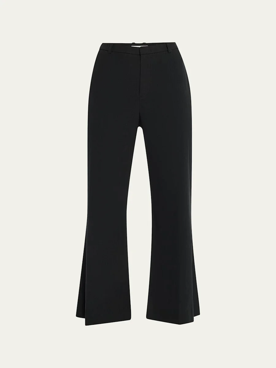 Mid-Rise Cropped Flare Trousers - 1