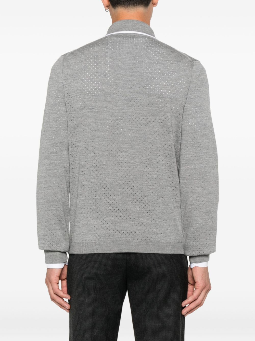 Gucci Men Wool Long-Sleeves Polo Shirt - 2