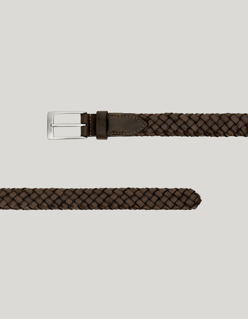 TUBULAR BRAIDED LEATHER BELT IN MUD COLOR 3