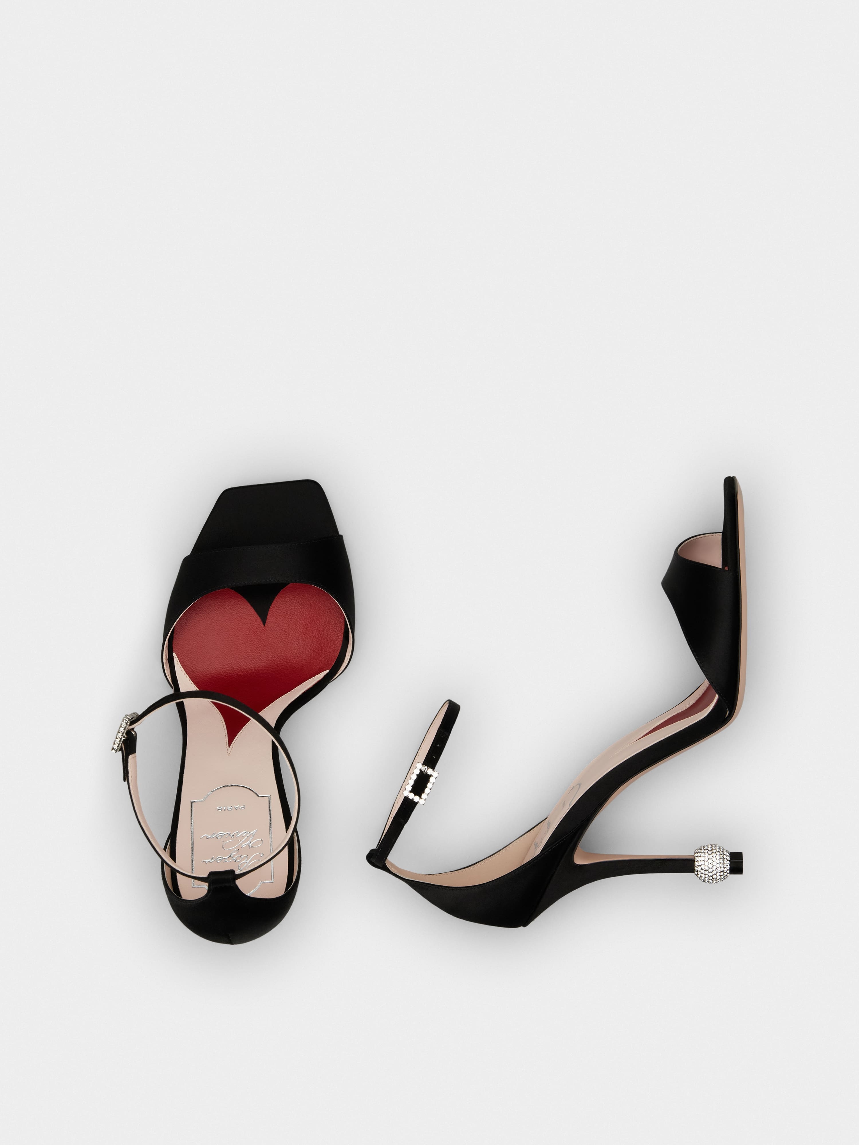 Jewel Heel Sandals in satin - 4