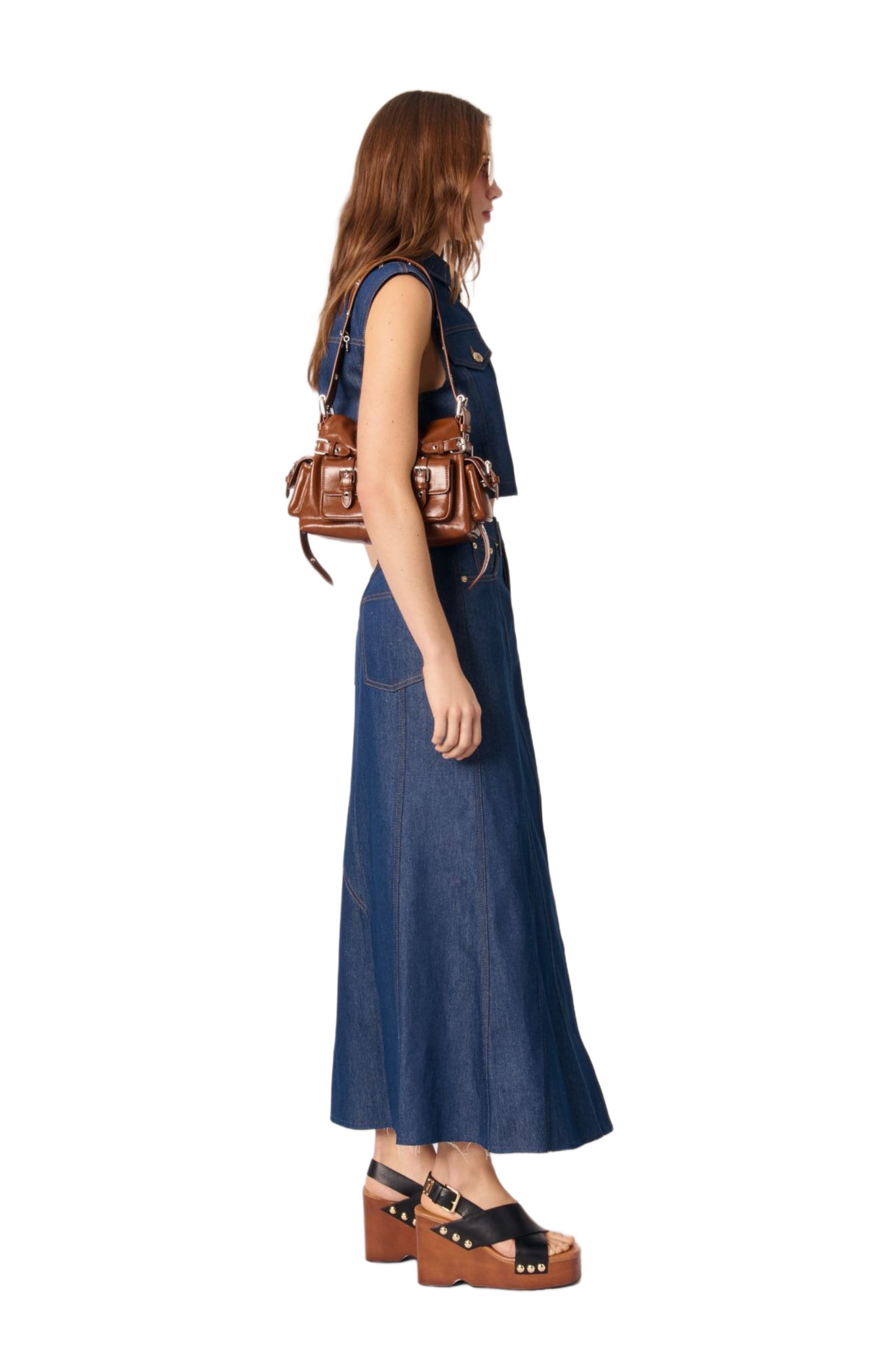 maje Denim cropped jacket in Navy at Nordstrom - 3