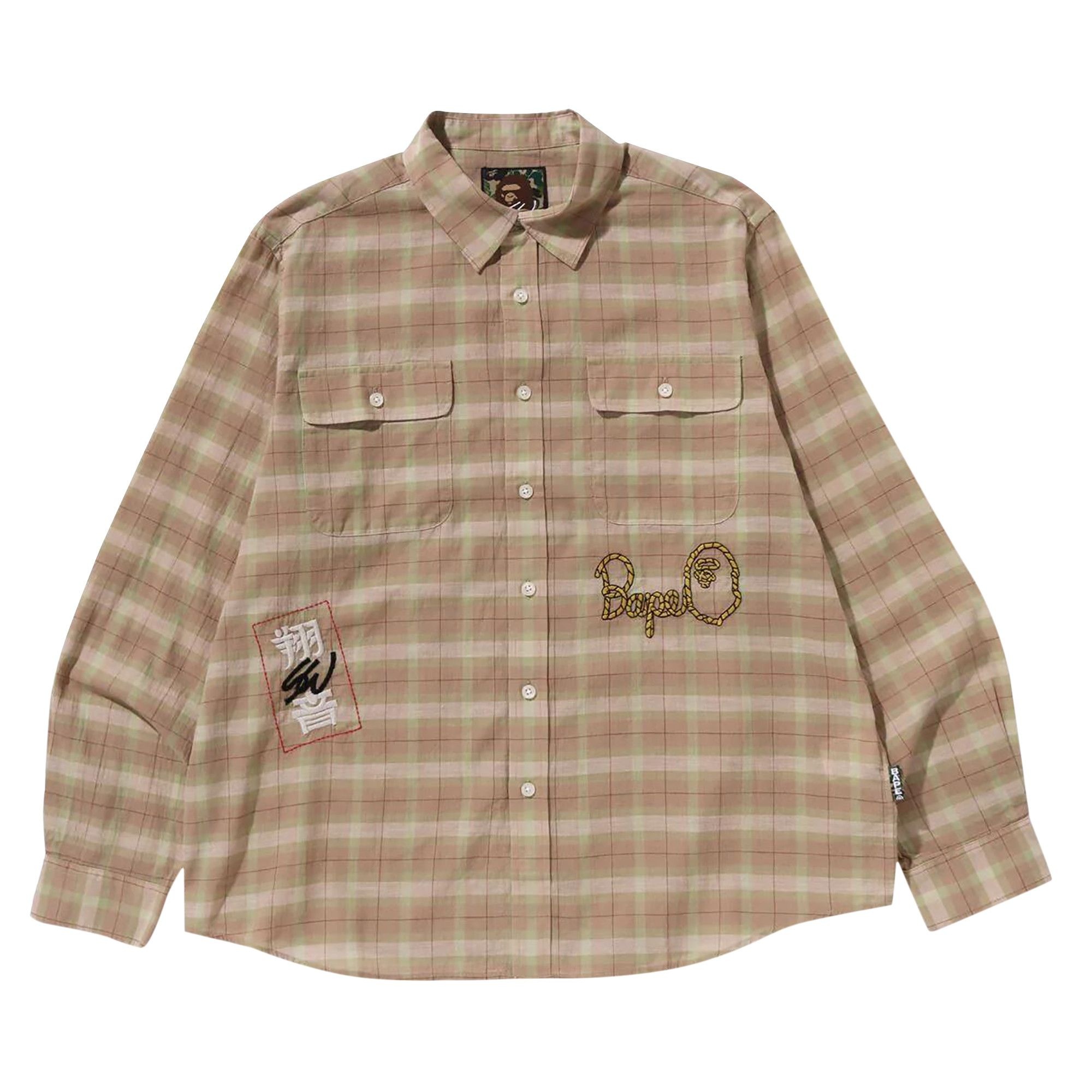 BAPE x Sean Wotherspoon Embroidery Check Shirt 'Beige' - 1