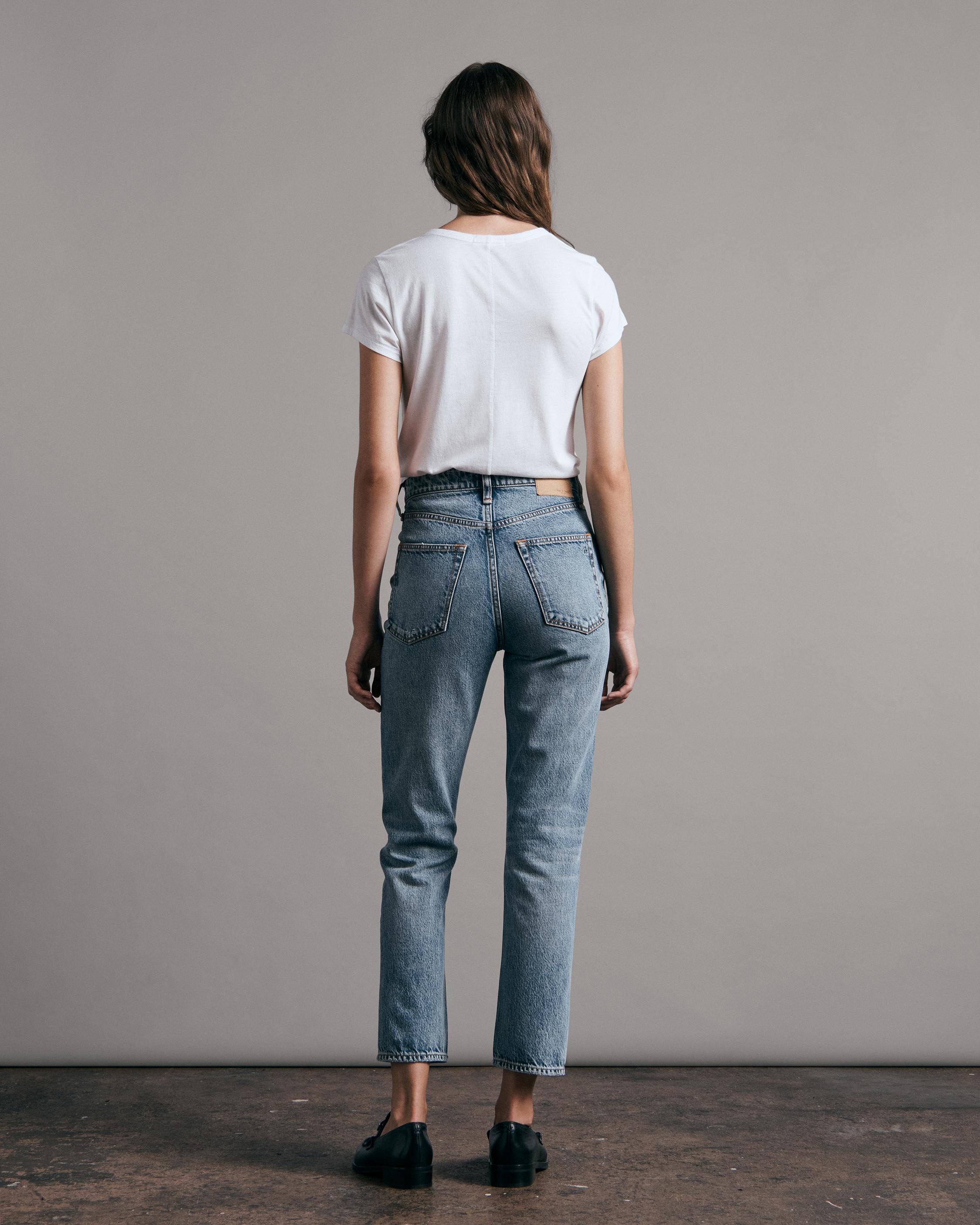 rag & bone nina high-rise ankle cigarette jeans rag & bone Nina High-Rise Cigarette - Norwalk Slim Fit Ankle Mid Indigo Jean  - WDD22F2896B1NO