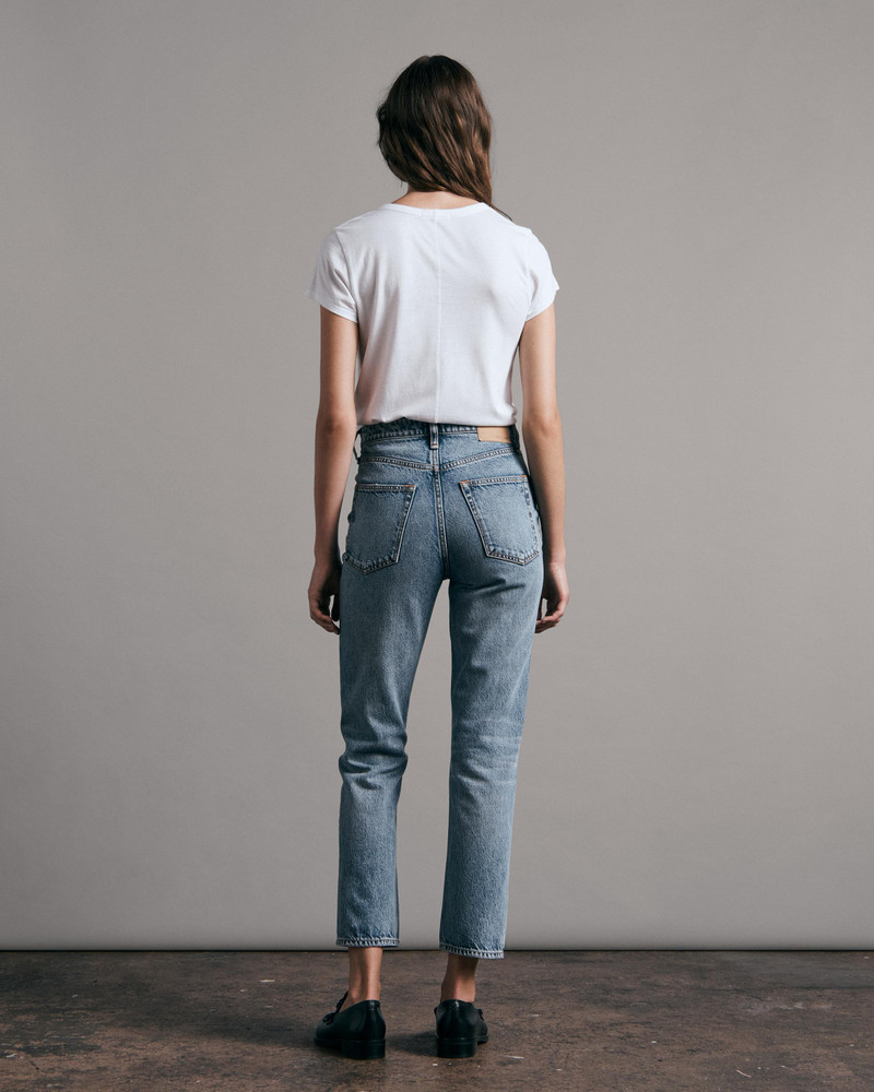 rag & bone Nina High-Rise Cigarette - Norwalk Slim Fit Ankle Mid Indigo Jean  - WDD22F2896B1NO