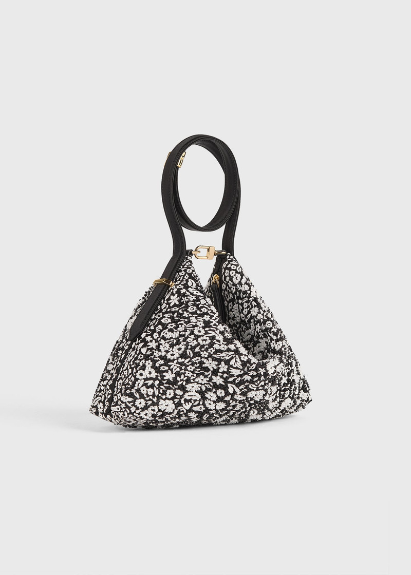 Bevel floral wristlet black/white 4